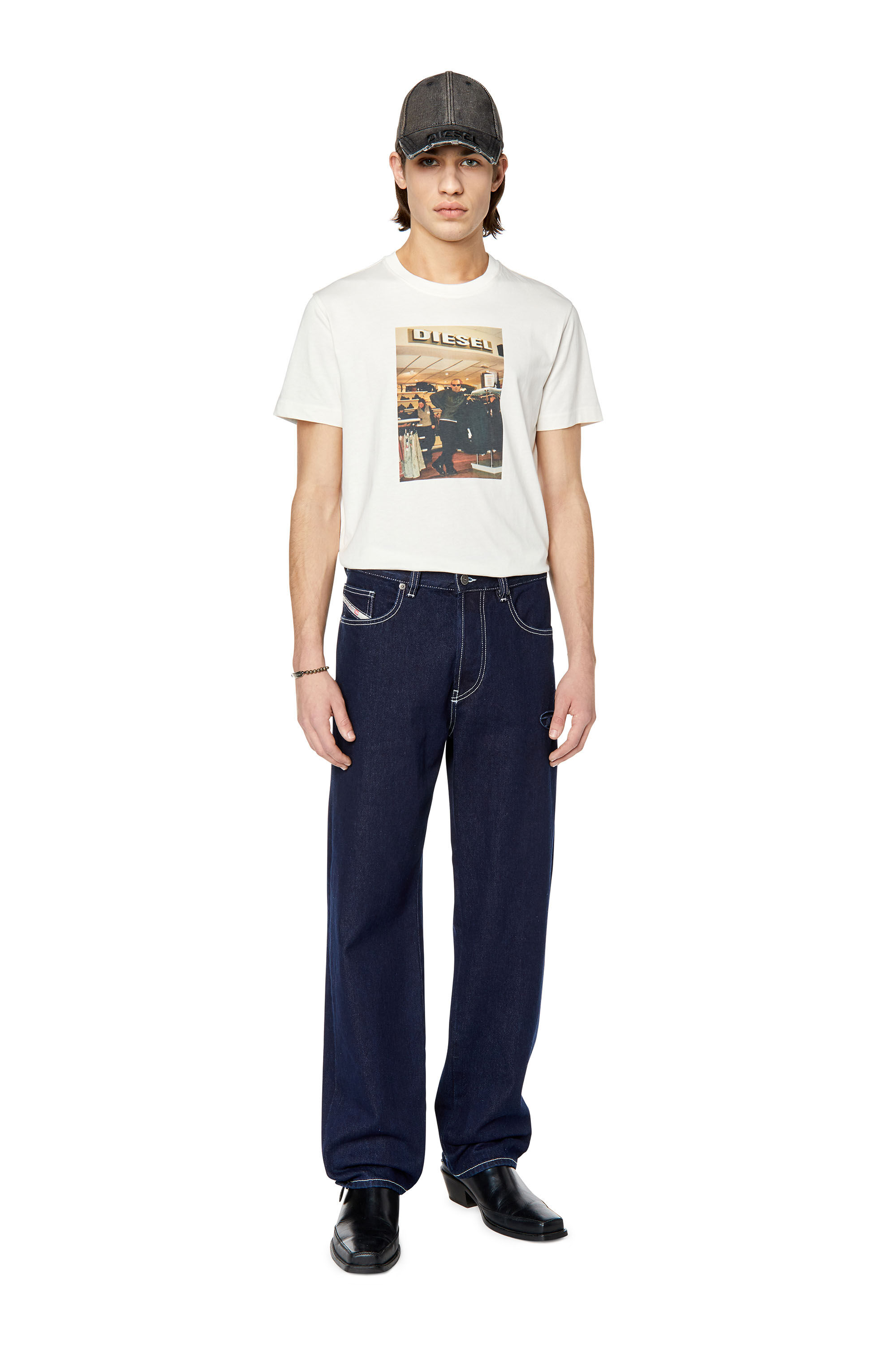 Diesel - T-DIEGOR-G8, Male's T-shirt with Diesel store photo print in White - 1