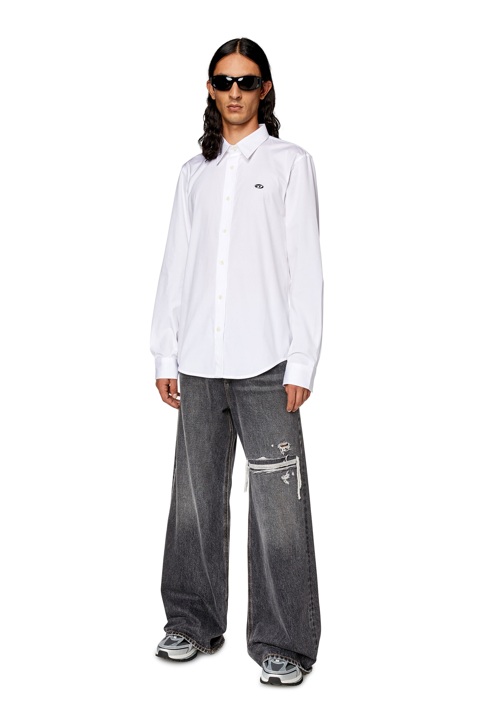 Men's Shirt with oval D patch | White | Diesel