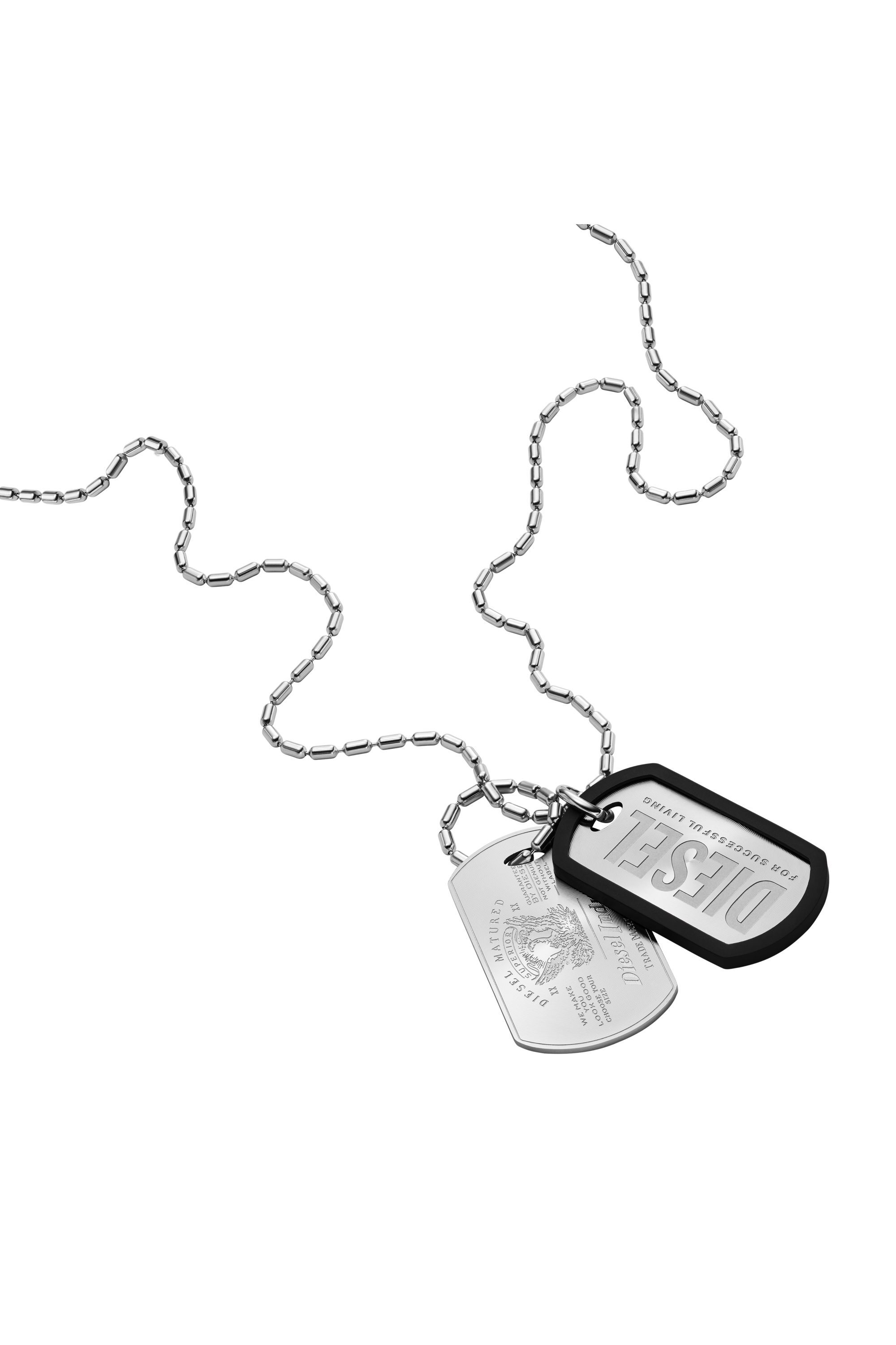 Women's Stainless Steel Dog Tag Necklace | Silver | Diesel