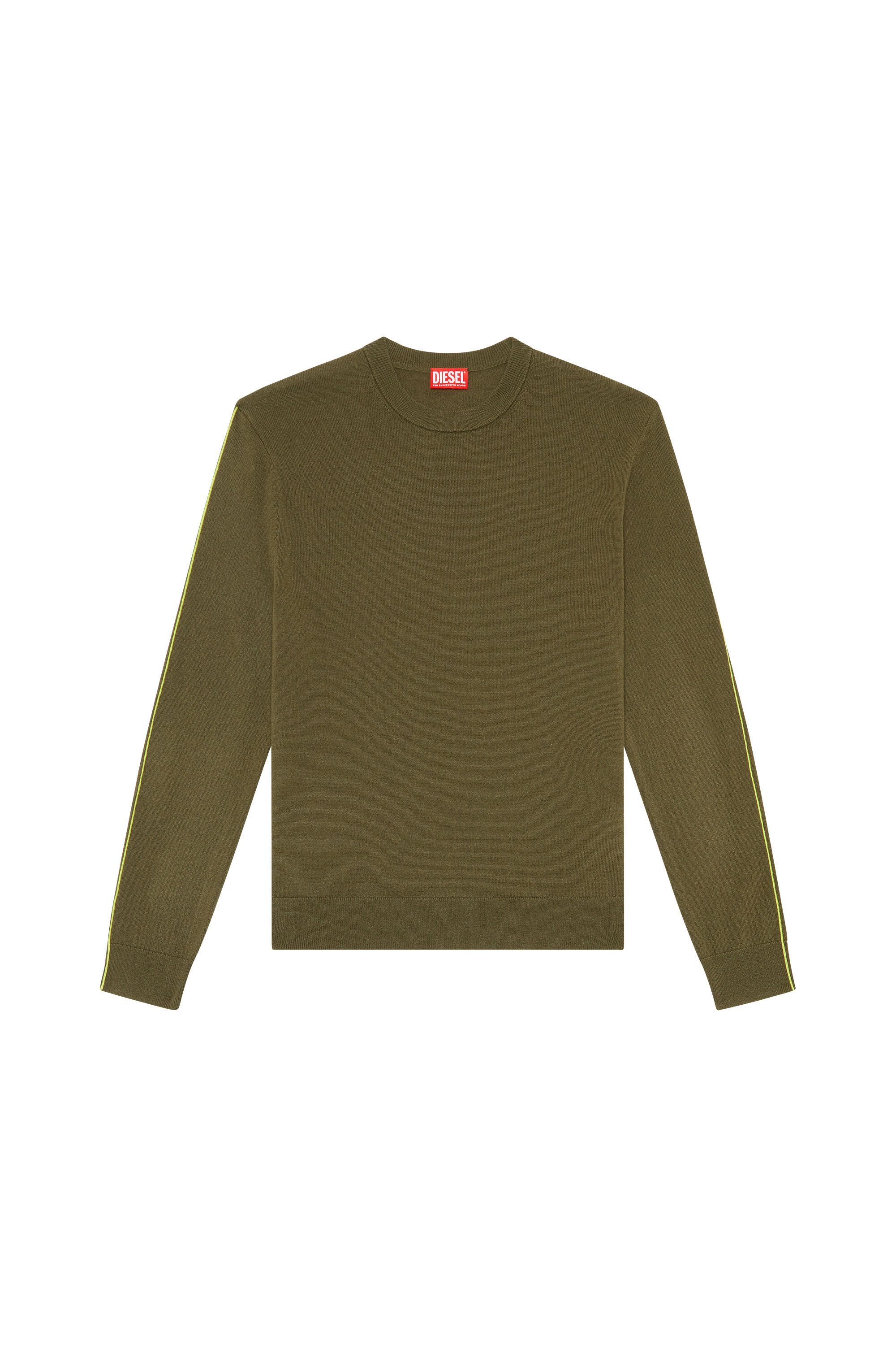 トップス diesel grunge ds knit khaki green Men's Jumper with contrast piping | Green | Diesel