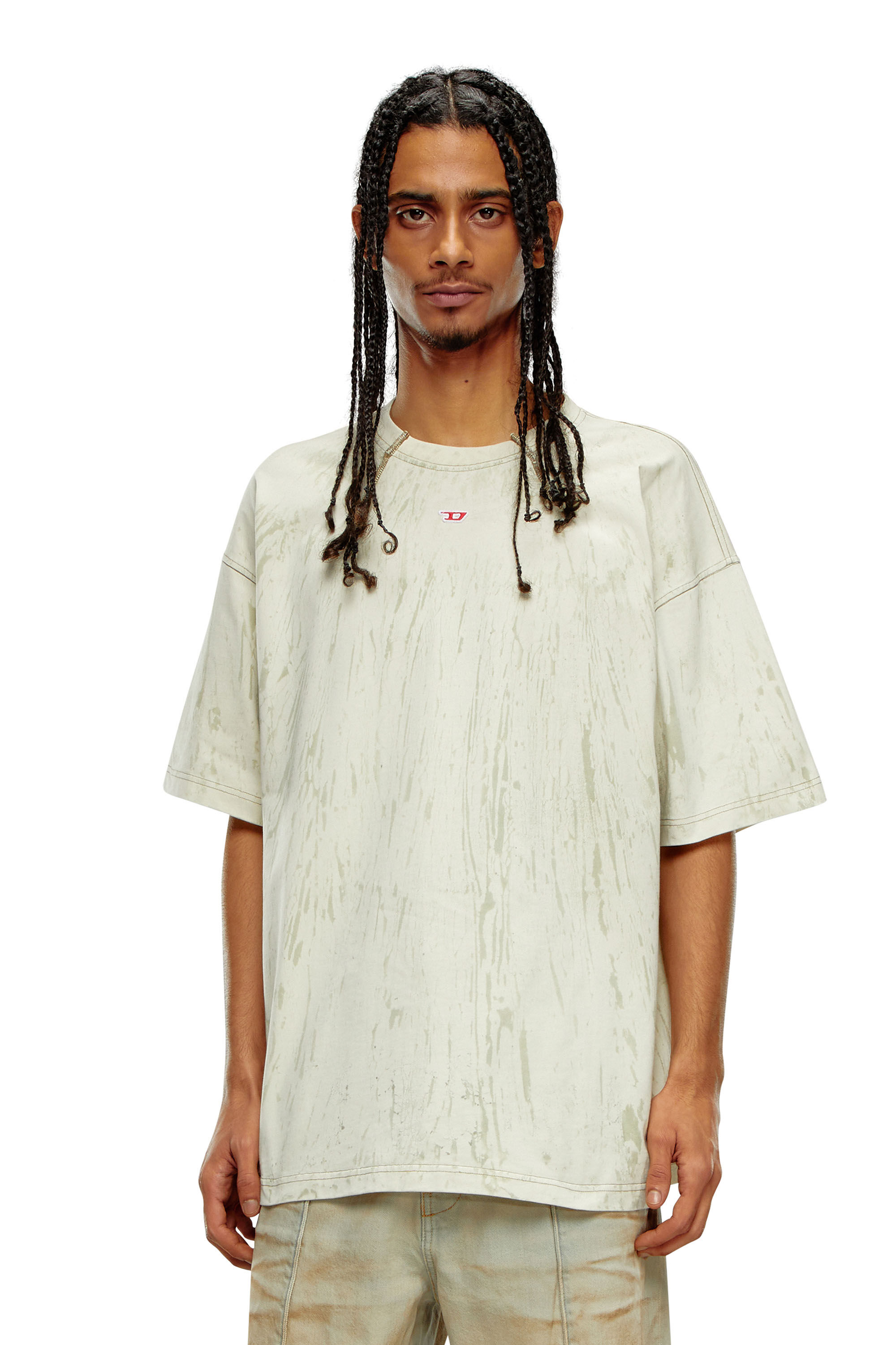Diesel - T-COS, Male's T-shirt in plaster effect jersey in White - 3