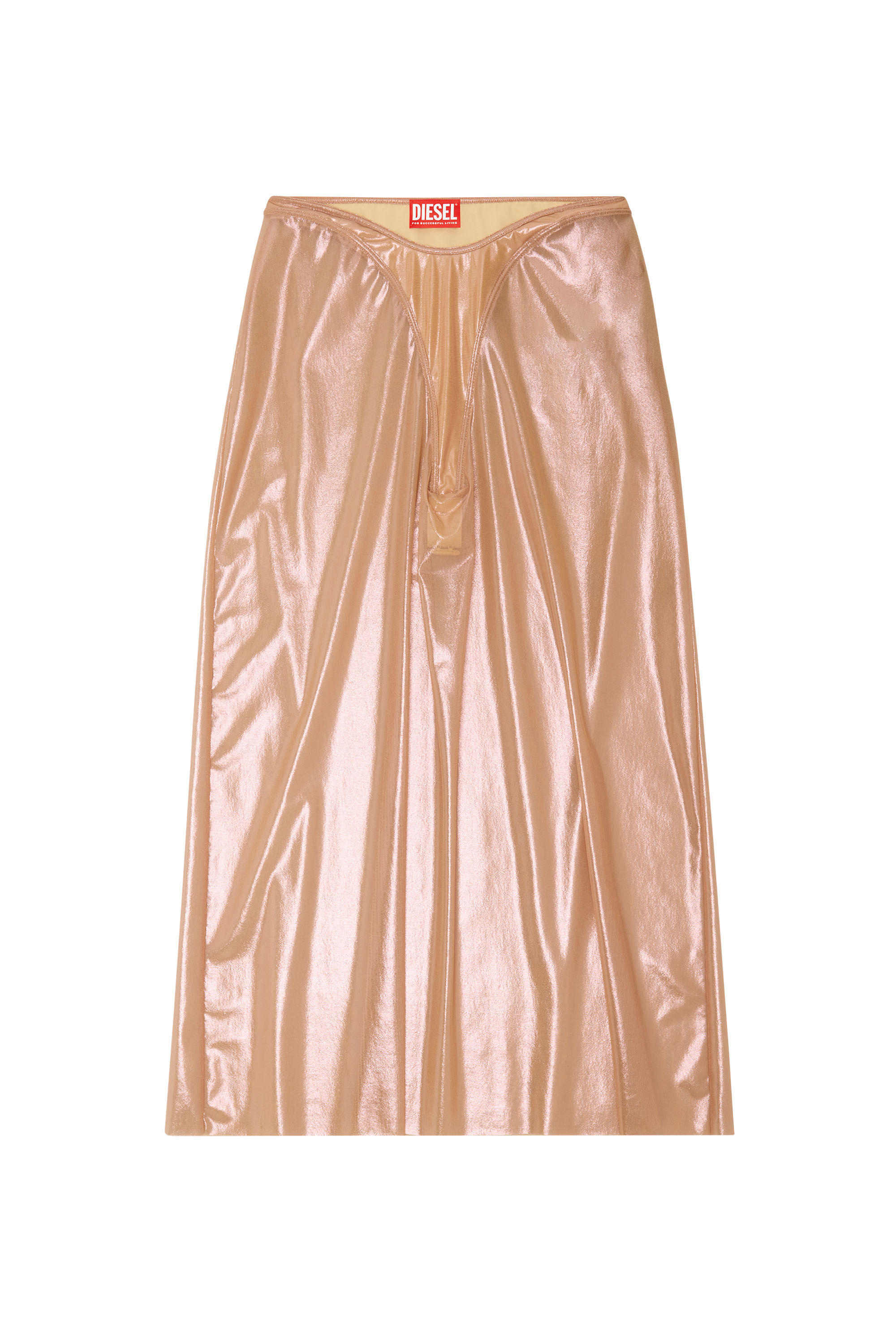 Diesel - O-MONI, Female's Sheer midi skirt in shiny coated tulle in Face Powder - 2