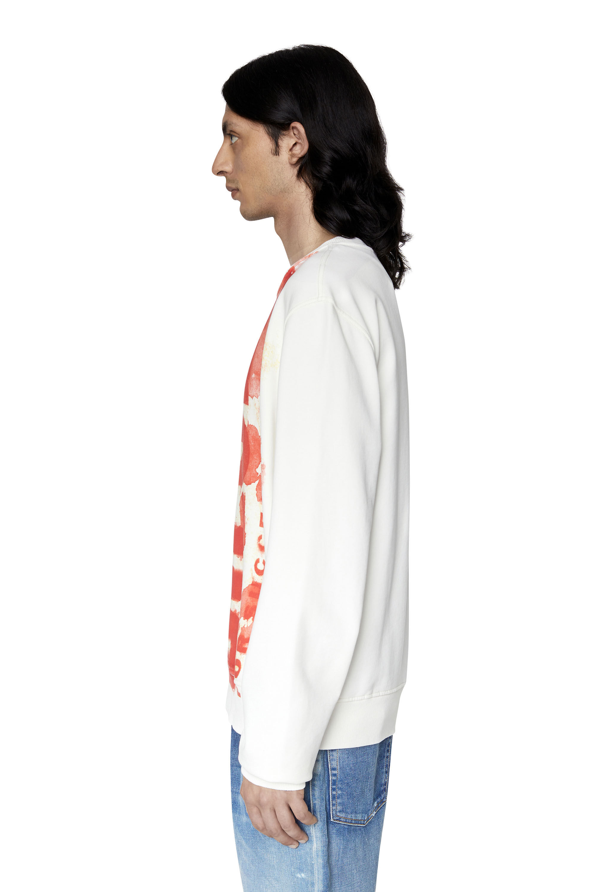 Diesel - S-GINN-E5, Male's Sweatshirt with bleeding-effect logo in White - 6