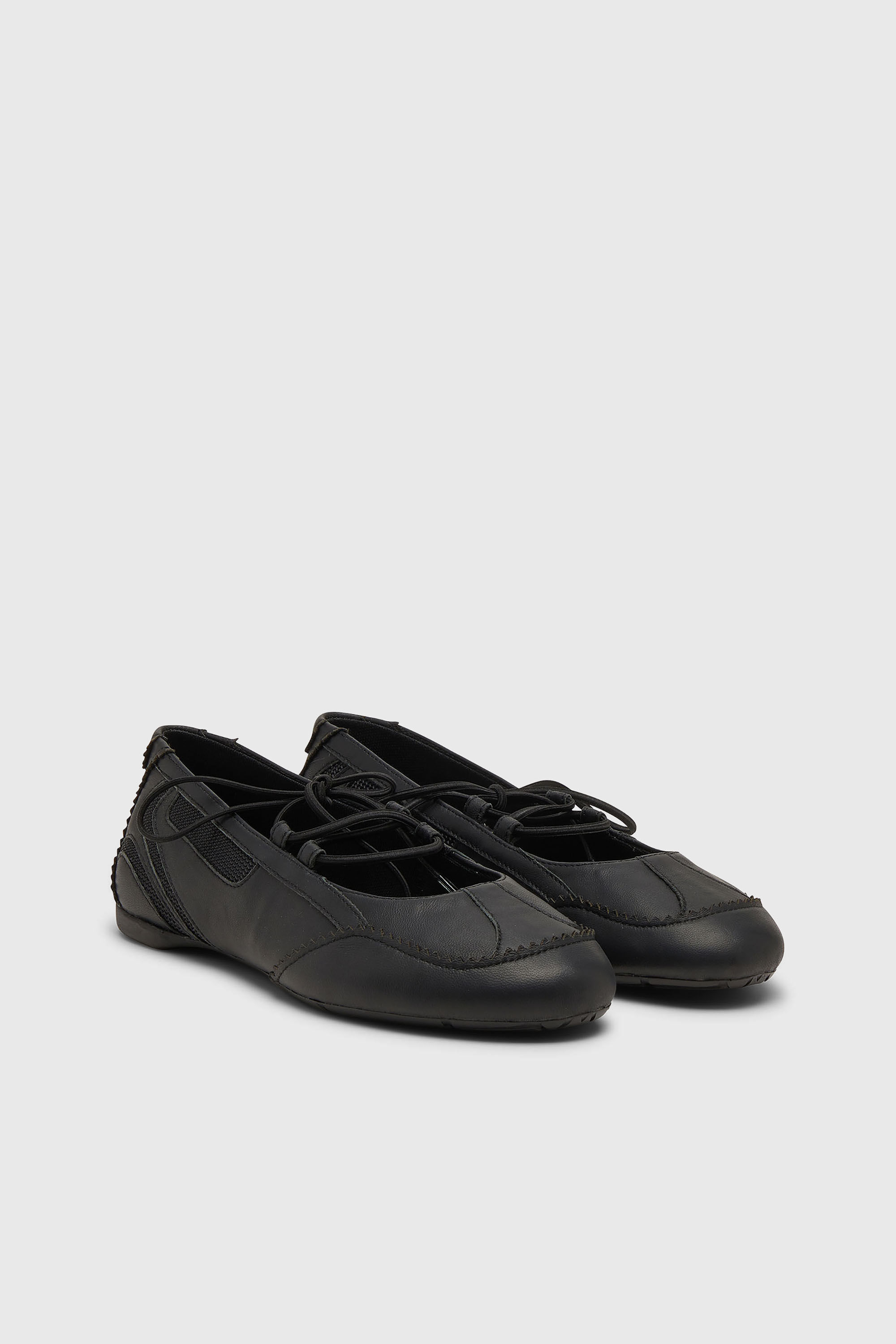 Women's D-Mile - Lace-up ballerina flats in leather and mesh