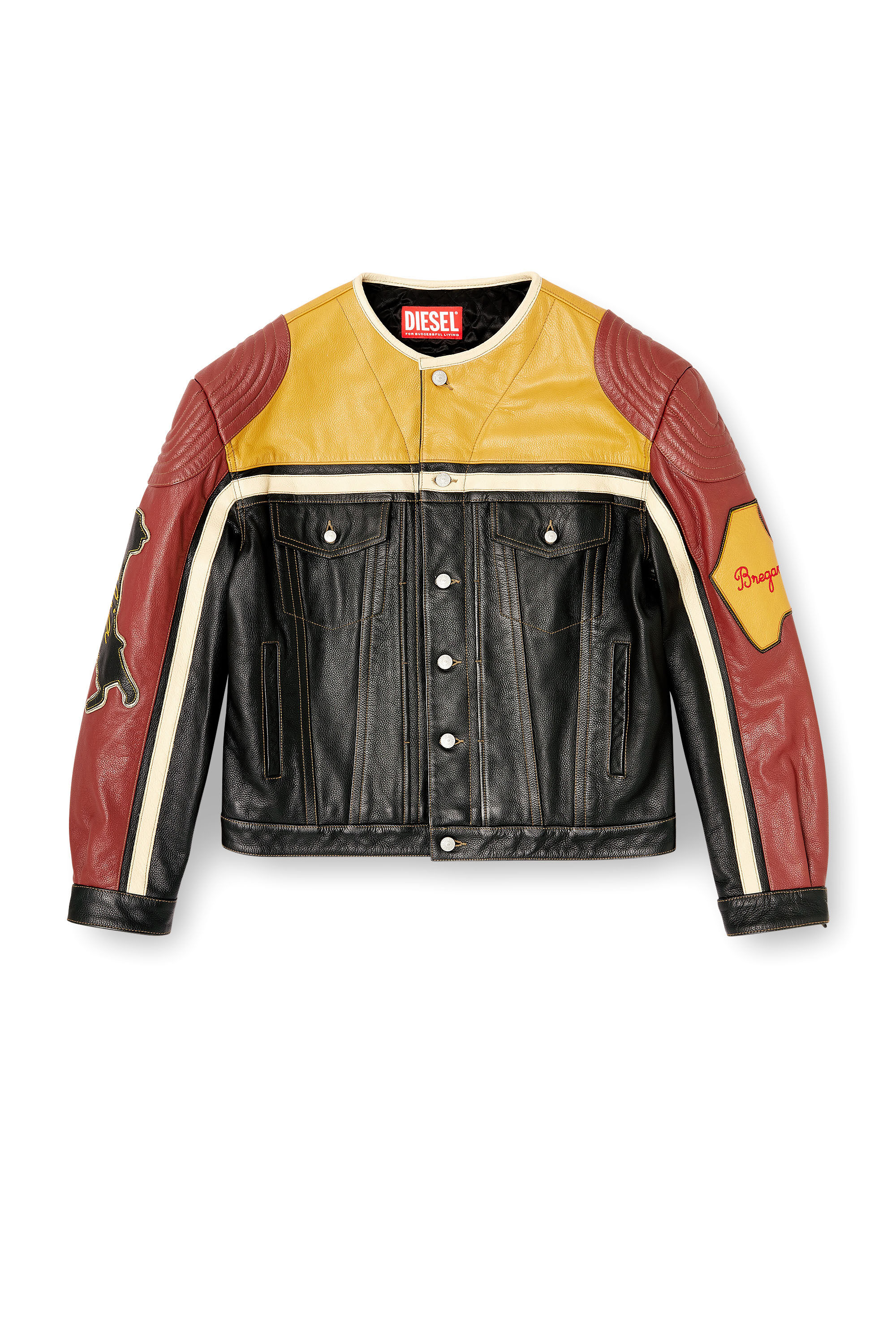 Women's Leather jacket with patch details | Multicolor | Diesel