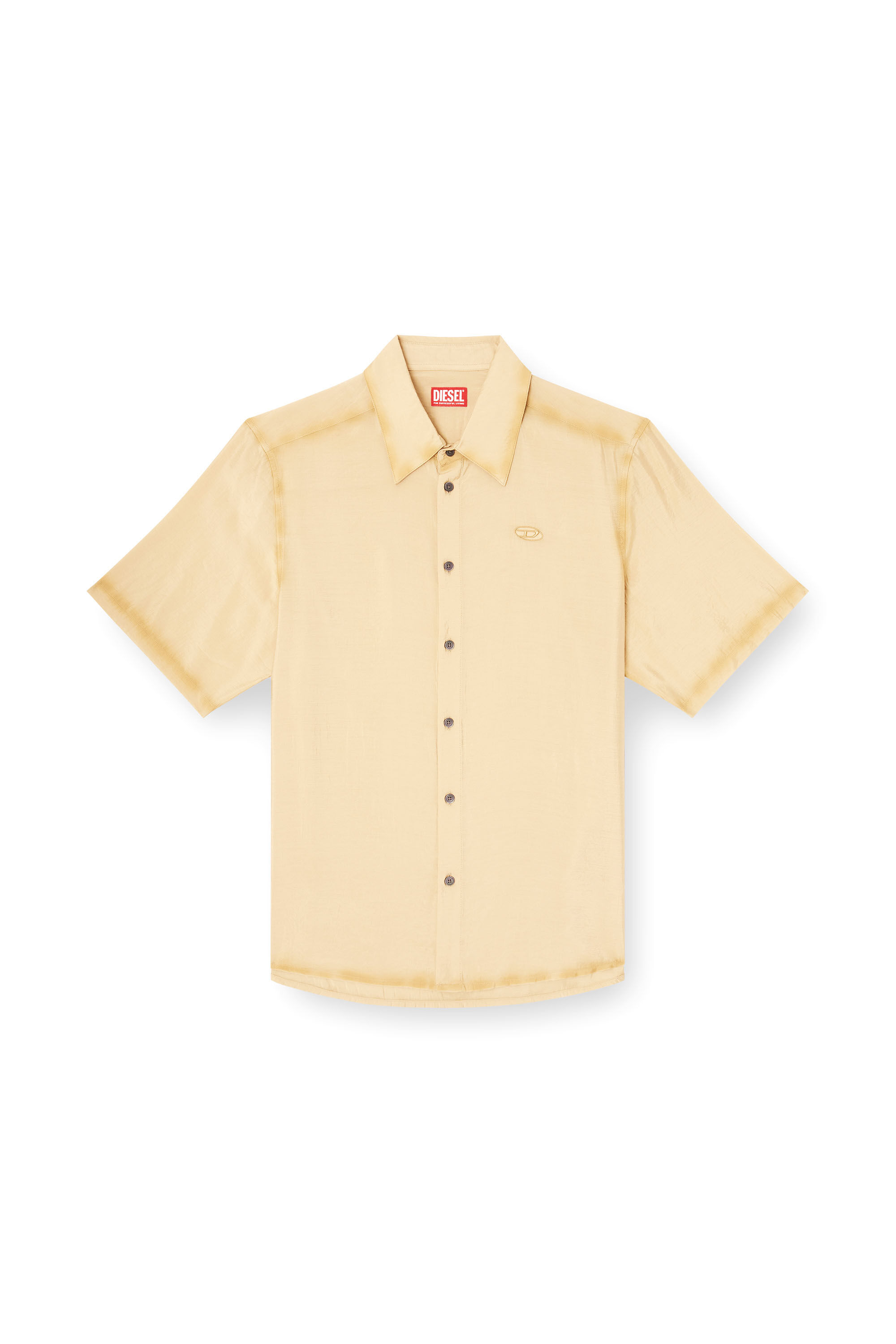 Diesel - S-SIMPLY-SS-LHBA, Man's Shirt in crinkled nylon-viscose in Light Brown - 4