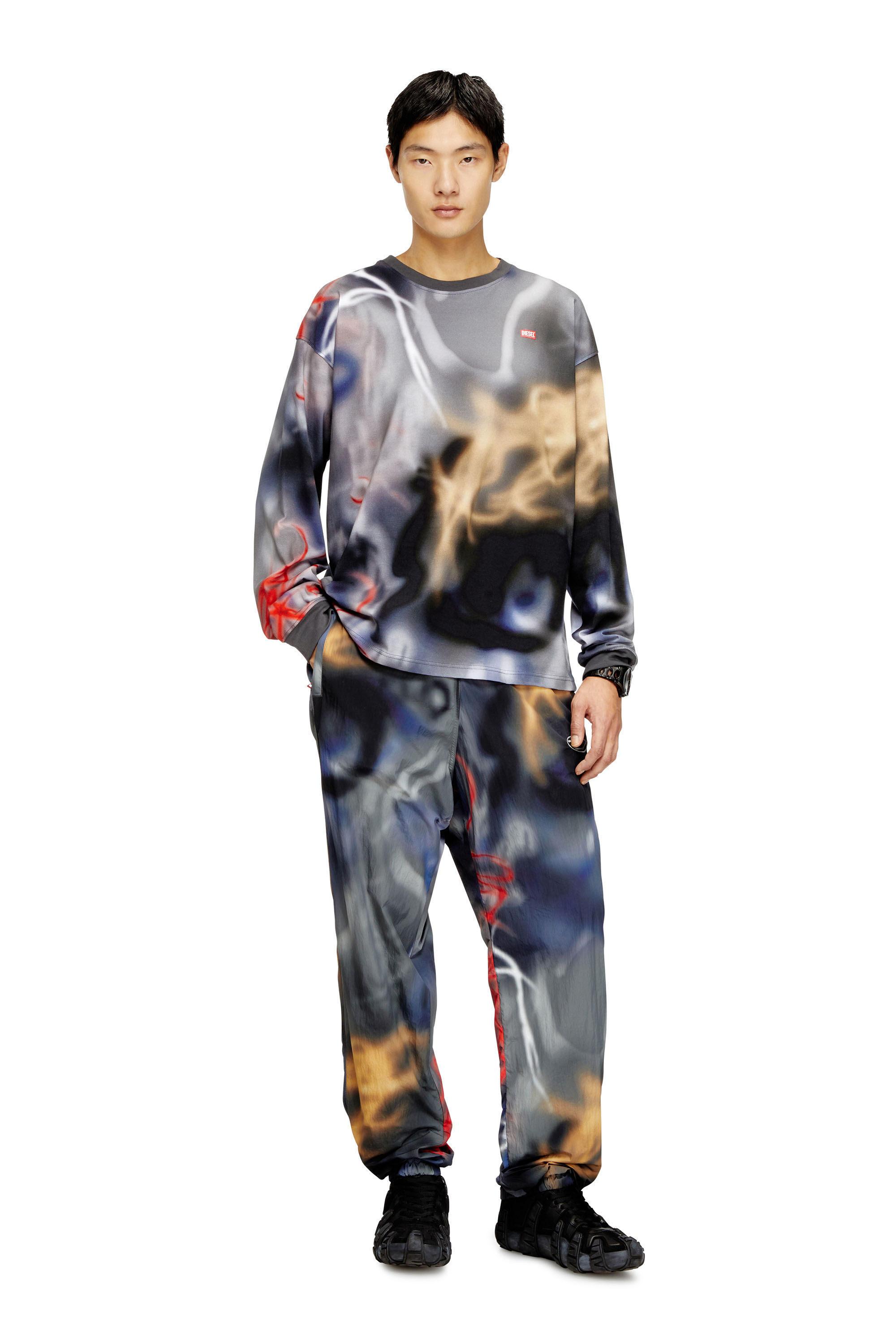 Men's Long-sleeve graffiti-print T-shirt | Multicolor | Diesel