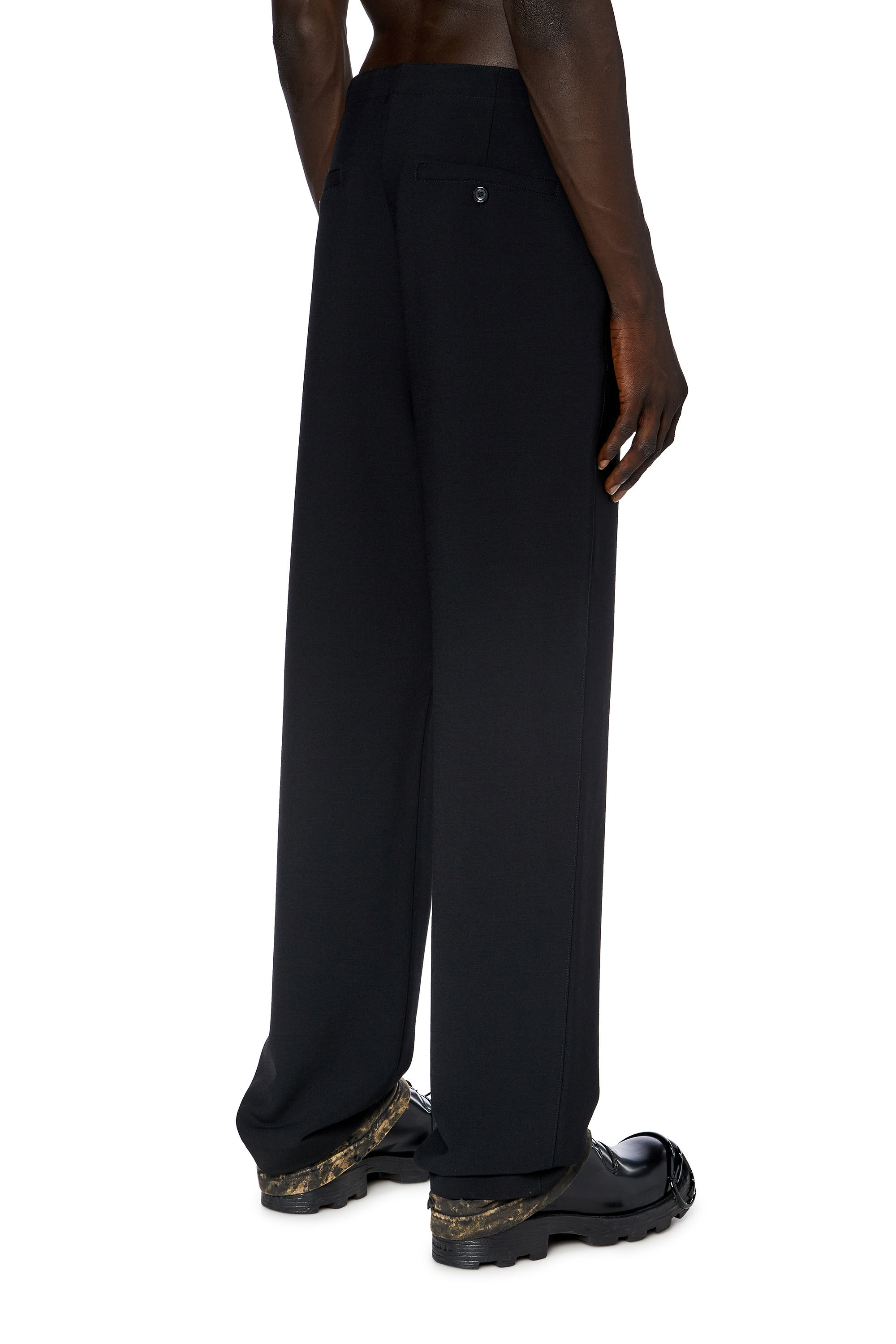 Diesel - P-LEWITT, Male's Wool pants with treated jersey trims in Black - 5