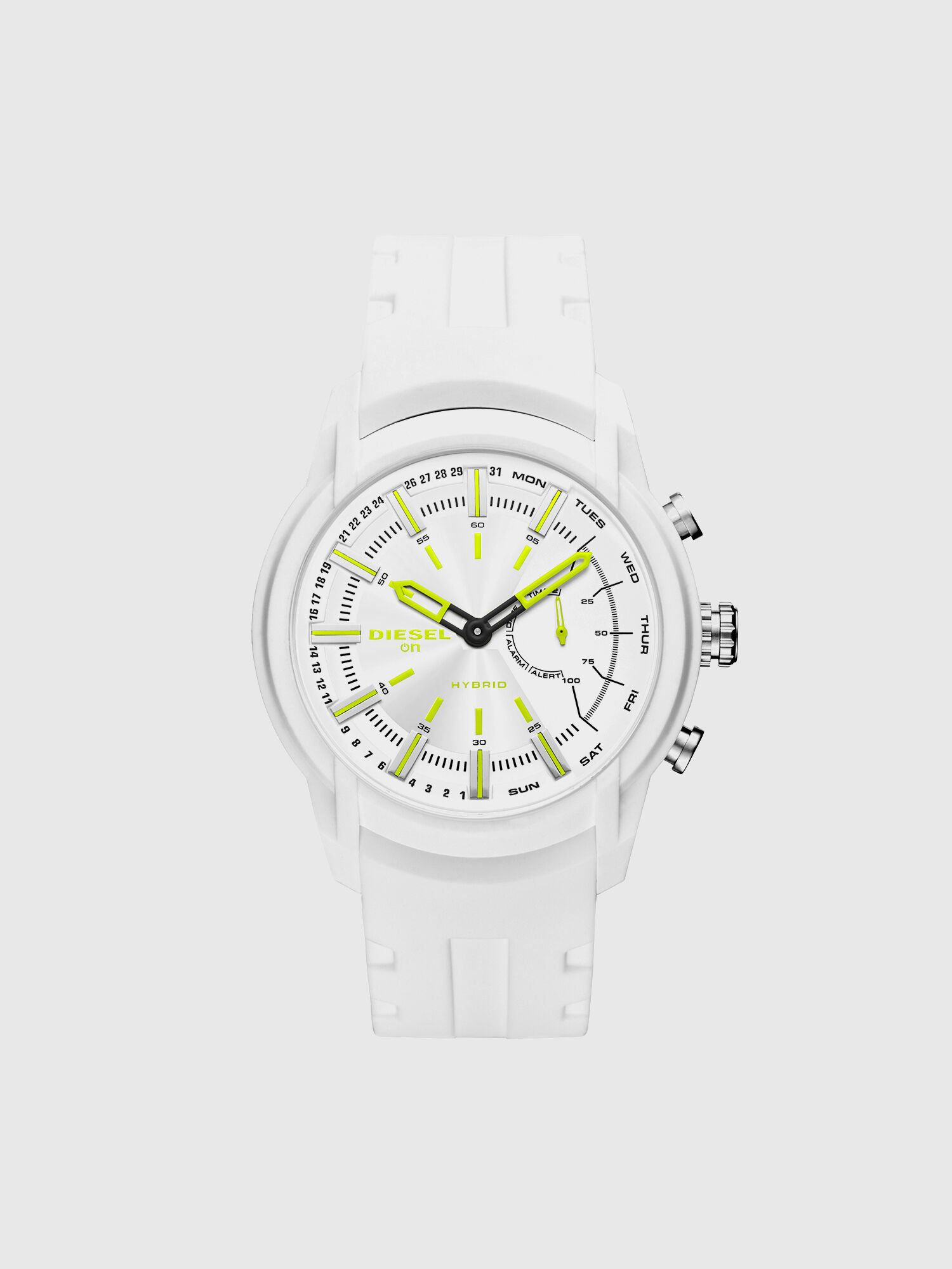 Diesel - DT1015, Male's Armbar Hybrid white silicone smartwatch, 44 mm in White - 2