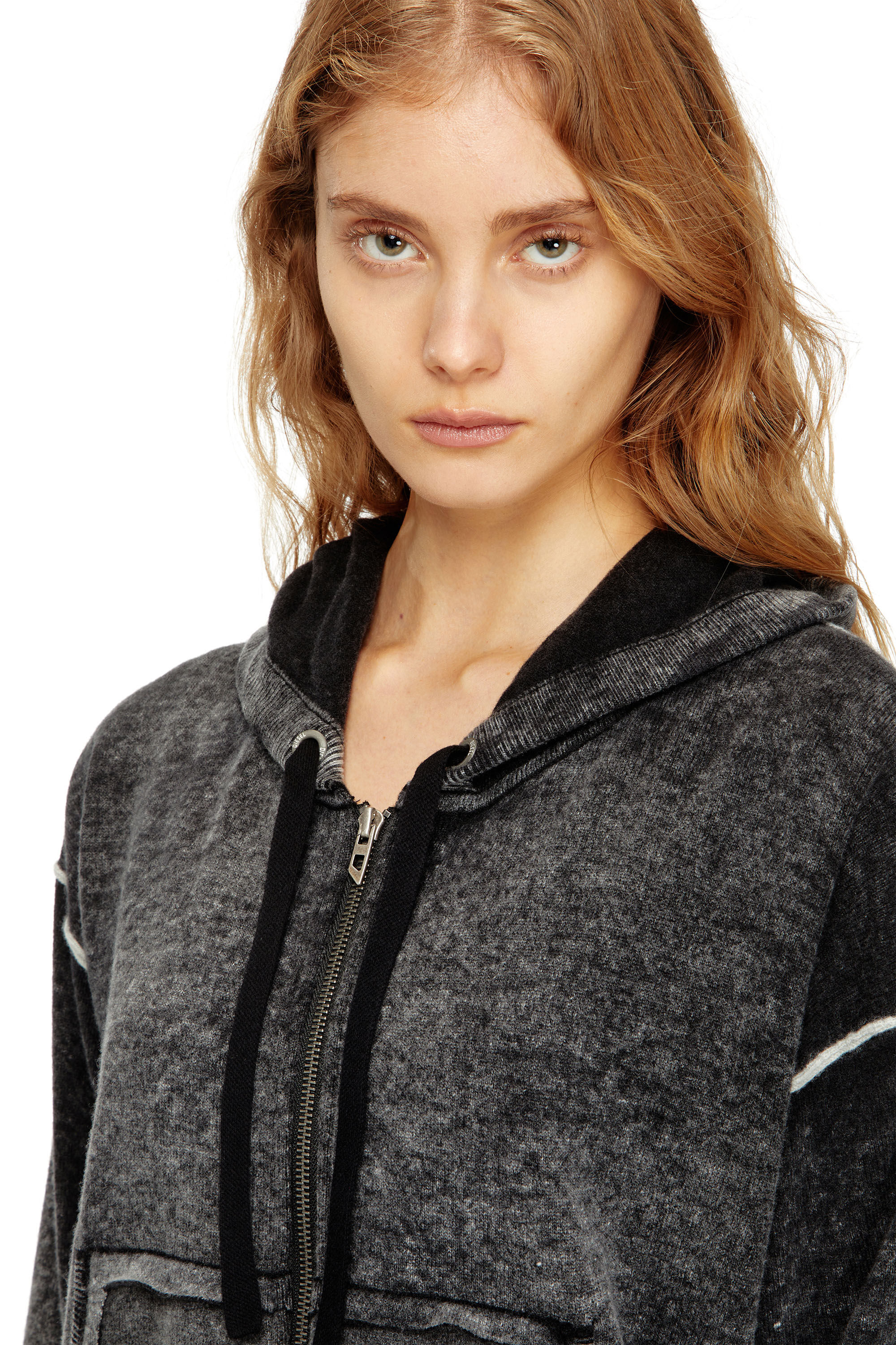 Women's Reverse-print hooded cardigan in wool | Multicolor | Diesel