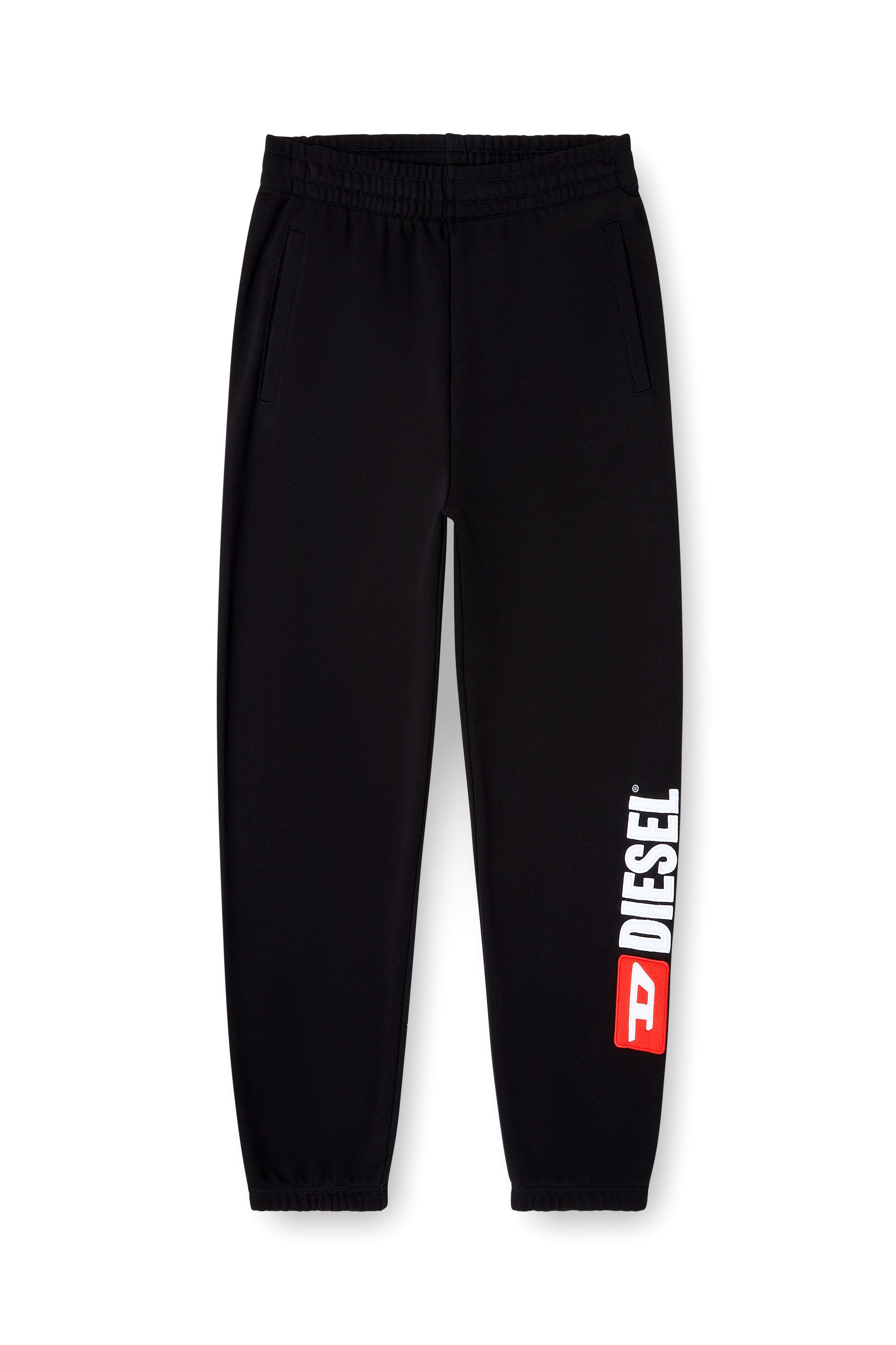Men's Cotton pants with Diesel patch | Black | Diesel CA