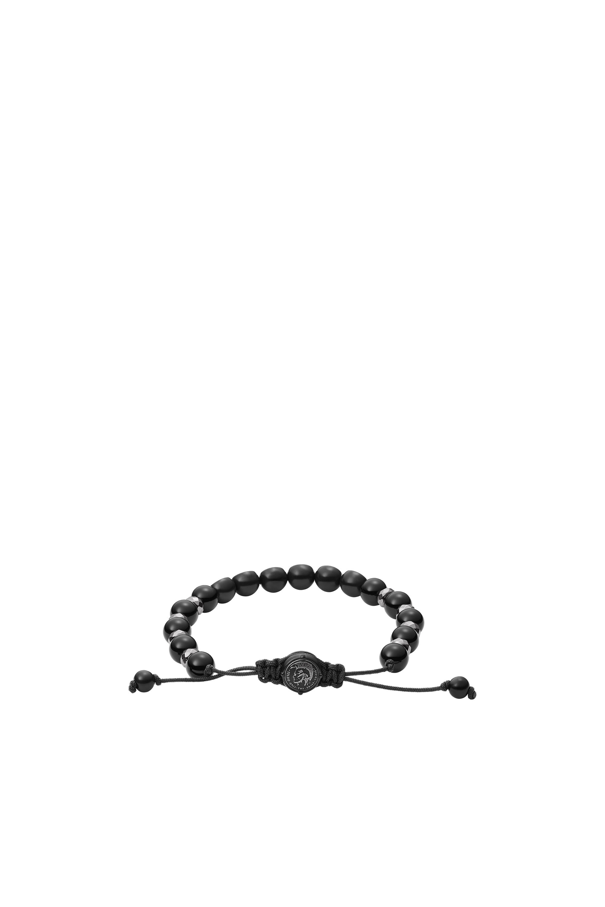 Diesel - DX1268, Bracelet avec pierres noires et logo noir Homme in Noir - 2