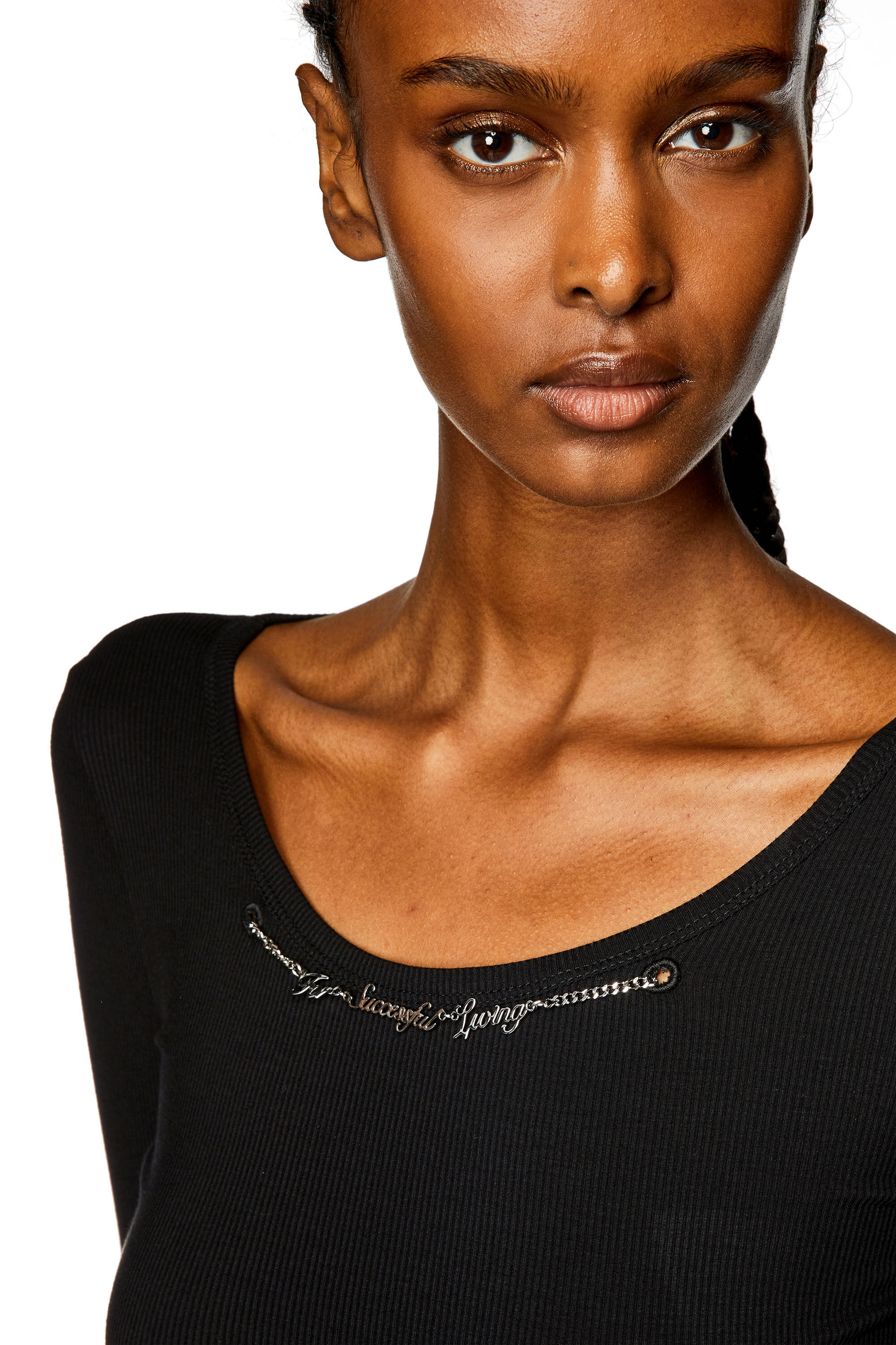 Diesel - D-MATIC, Robe courte avec collier chaîne Femme in Noir - 5