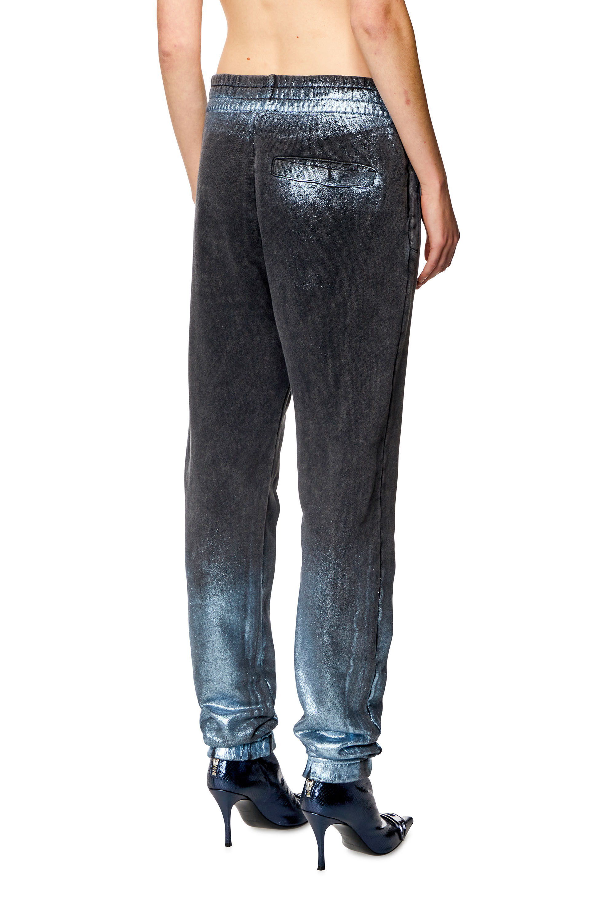 Diesel - P-LEB, Woman's Faded metallic sweatpants in Black/Blue - 4
