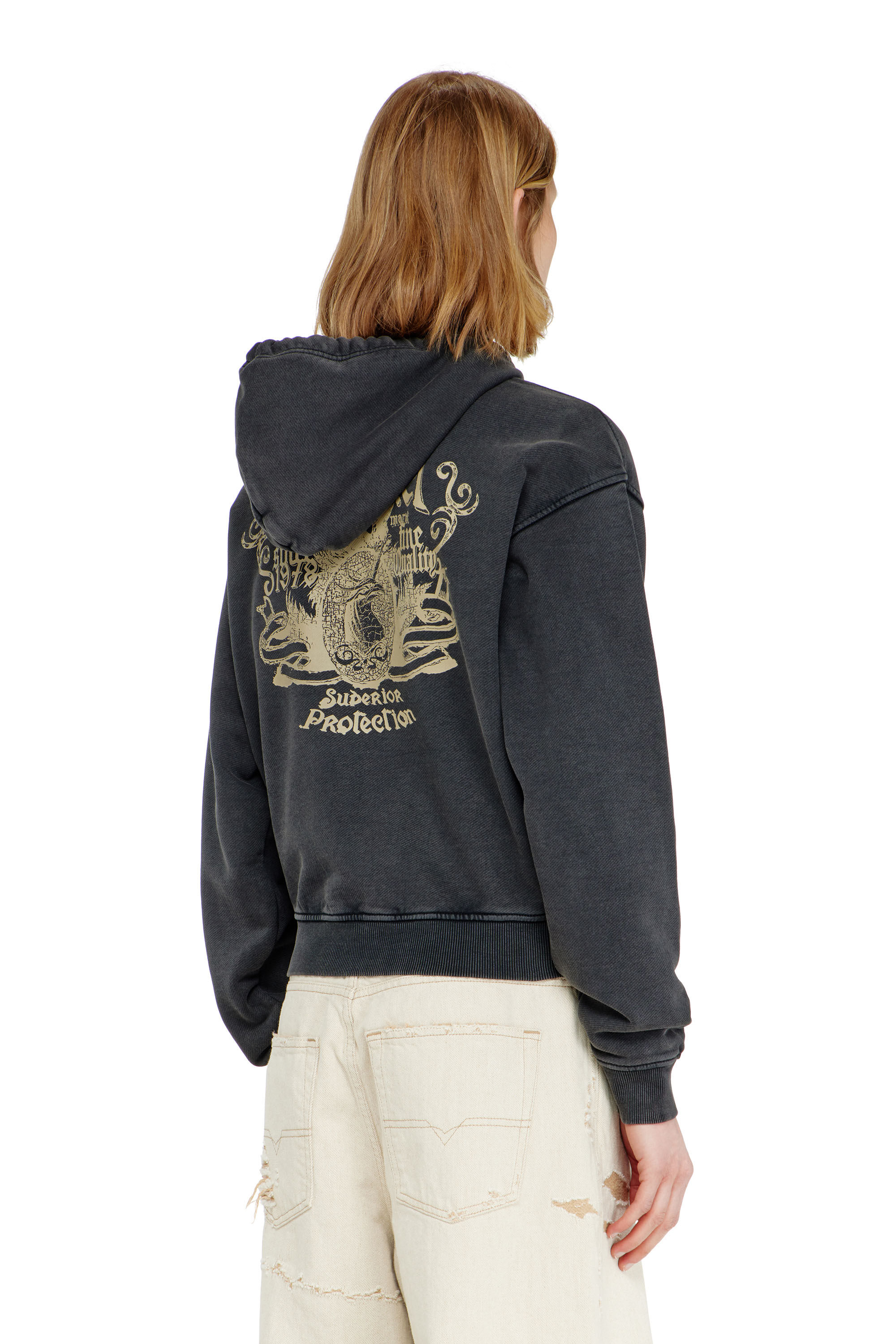 Diesel - F-PHOENY, Woman's Hoodie with prints and rhinestone studs in null - 4