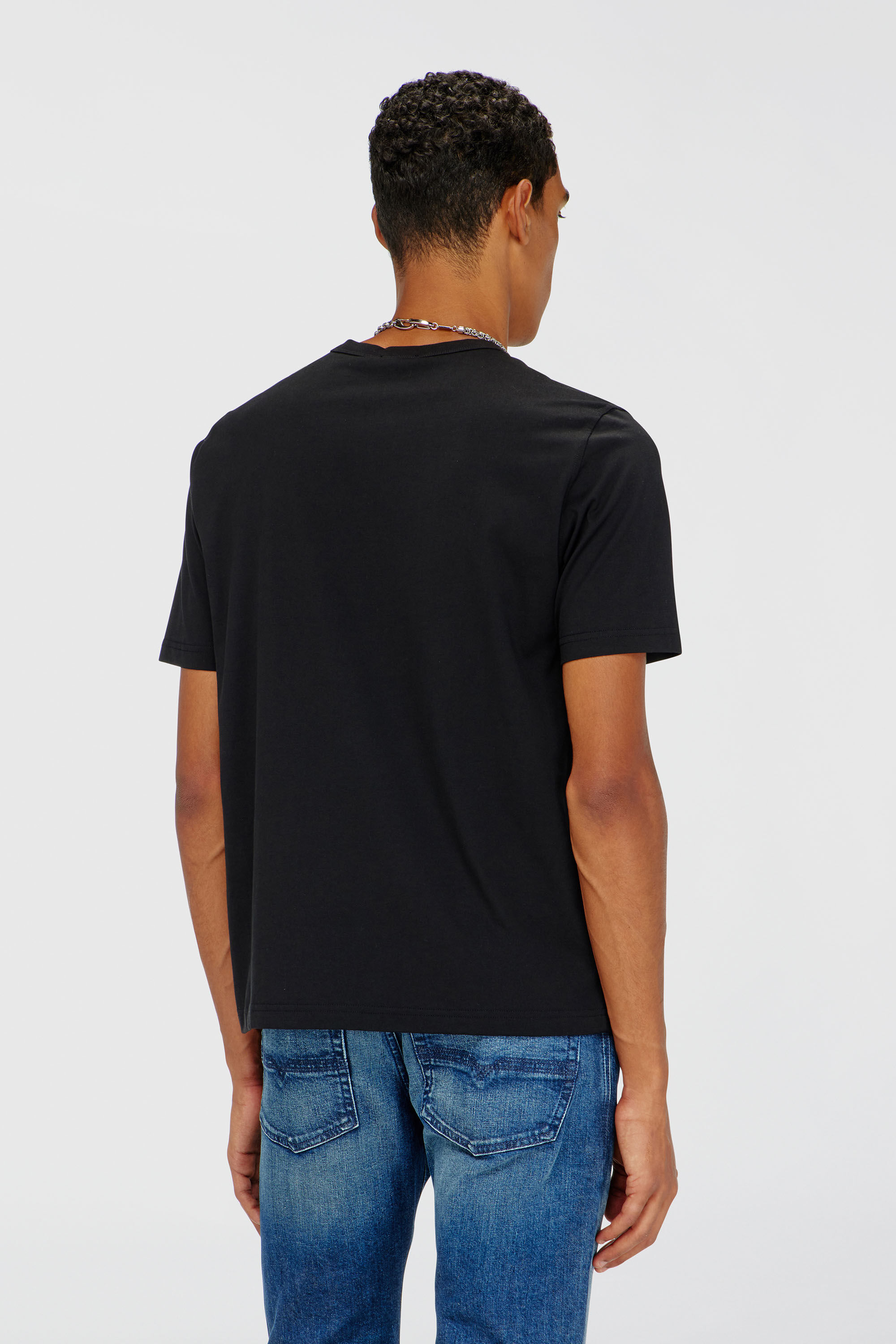 Diesel - T-ADJUST-MICRODIV, Unisex's T-shirt with micro-embroidered logo in Black - 4