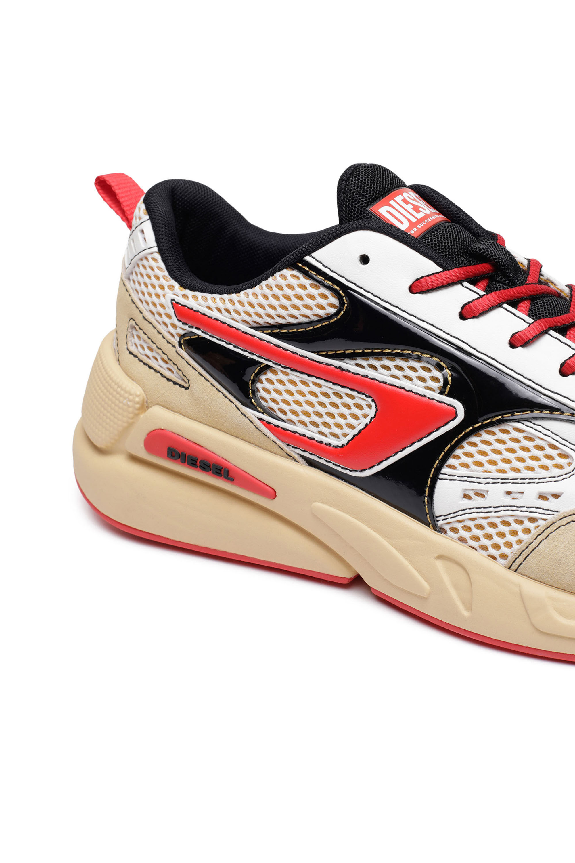 Diesel - S-SERENDIPITY SPORT, Male's S-Serendipity Sport - Mesh and suede sneakers with patent overlays in Beige - 6