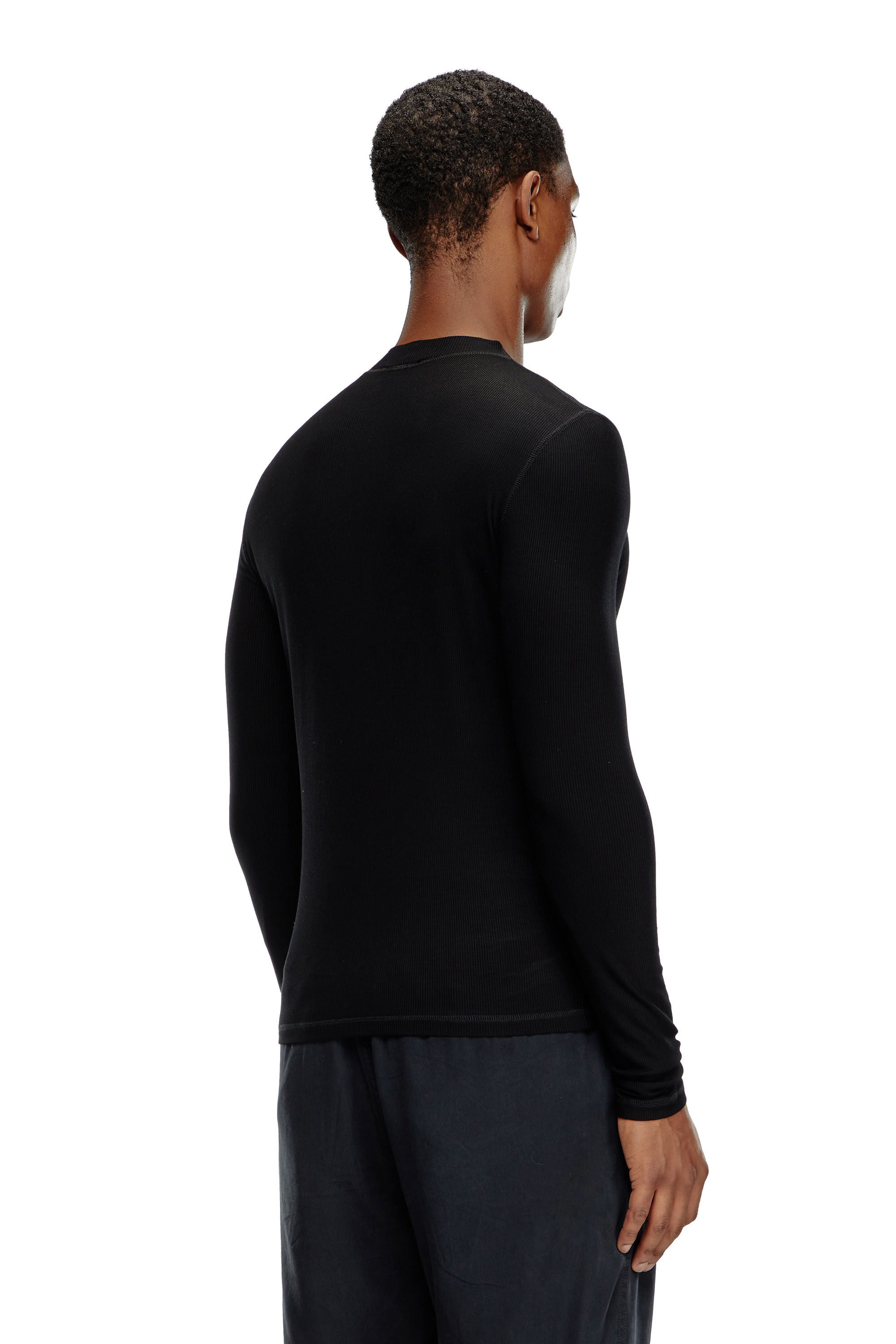 Men's Mock-neck top with micro logo | Black | Diesel