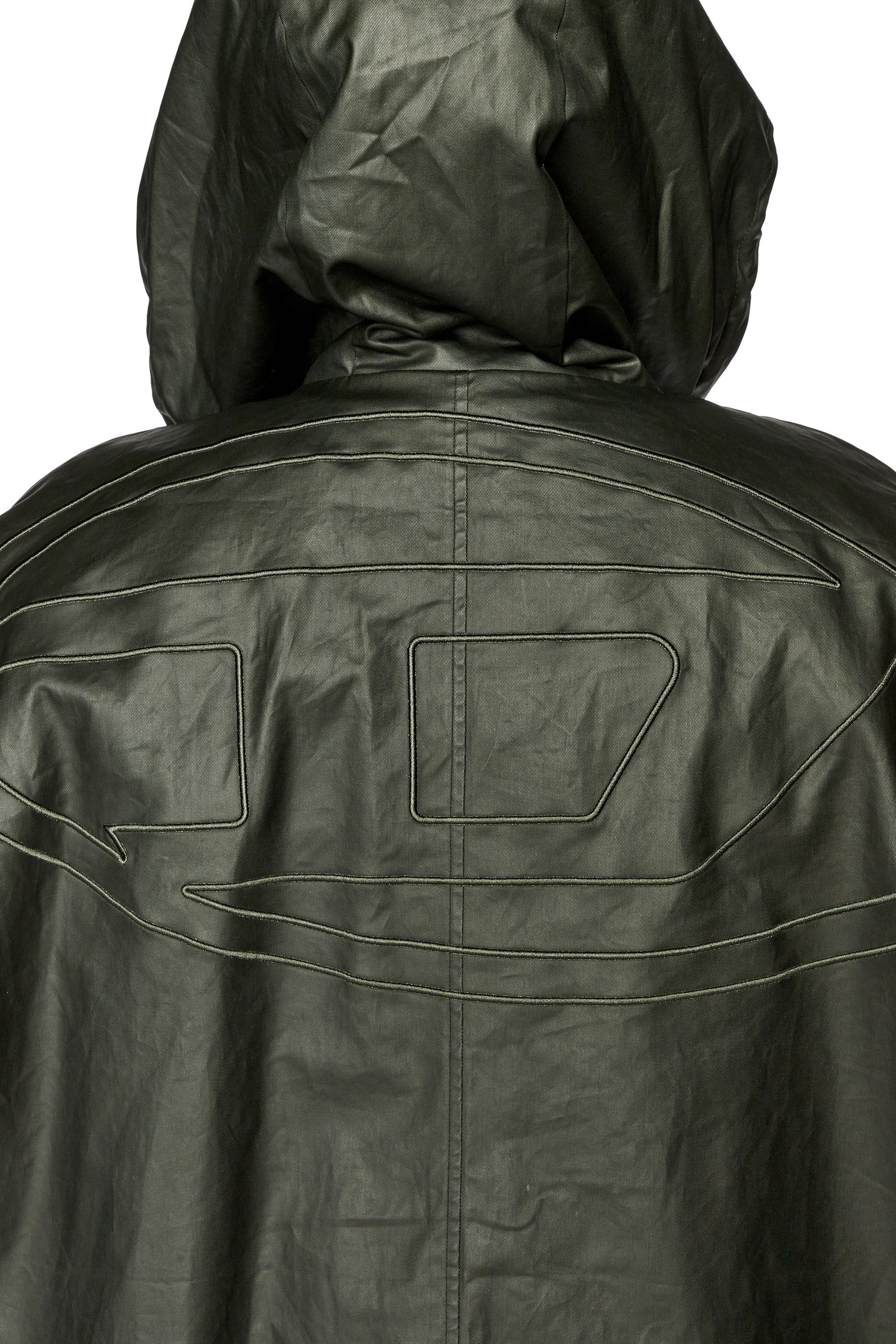 Men's Long jacket in coated cotton twill | Black | Diesel