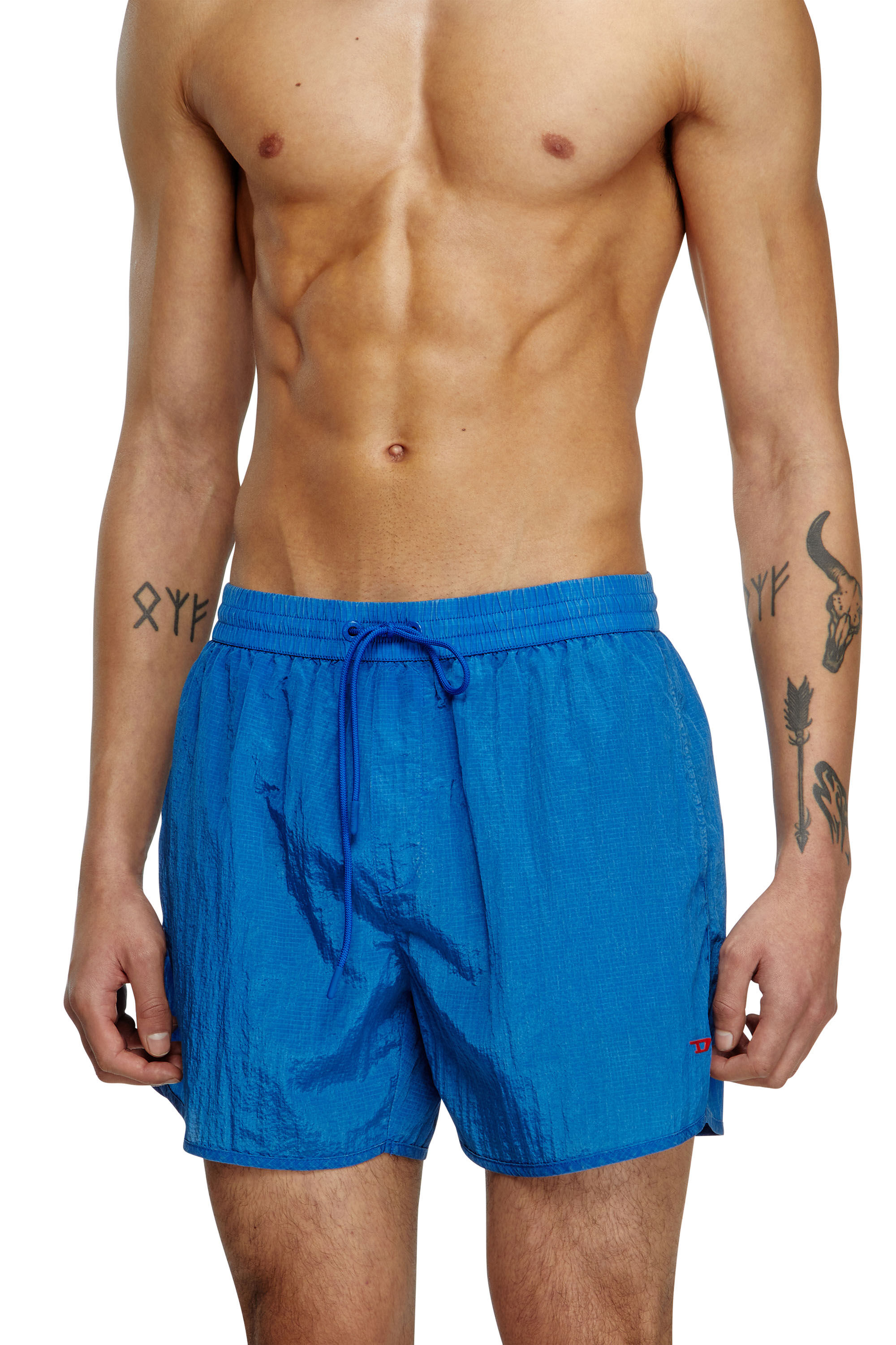 Diesel - JIMMIE-38-D-POP, Male's Mid-length swim shorts in treated ripstop in Blue - 1