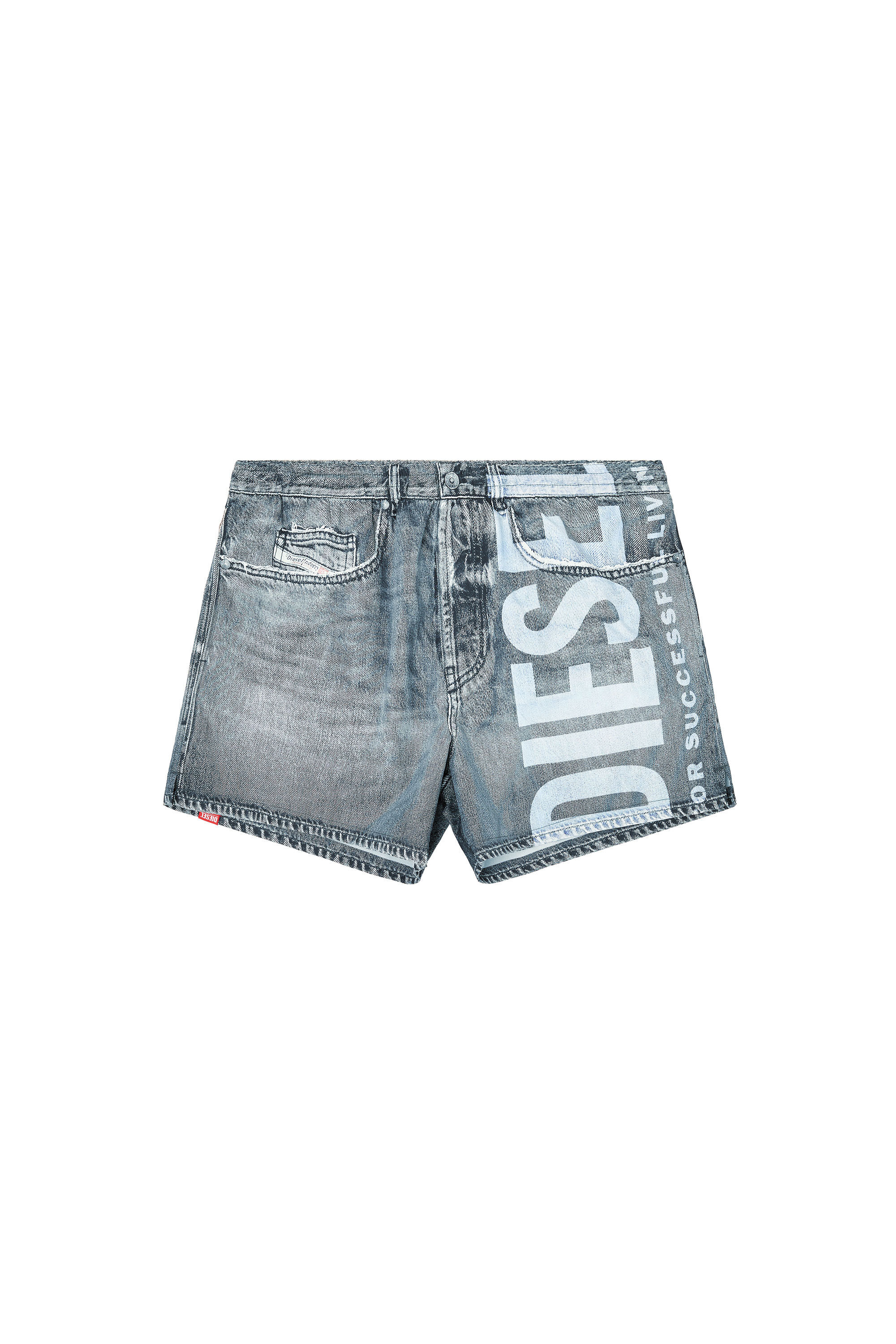 DIESEL　MOD-EEKOL SHORT Men's Mid-length trompe l'oeil-denim swim shorts | Grey | Diesel