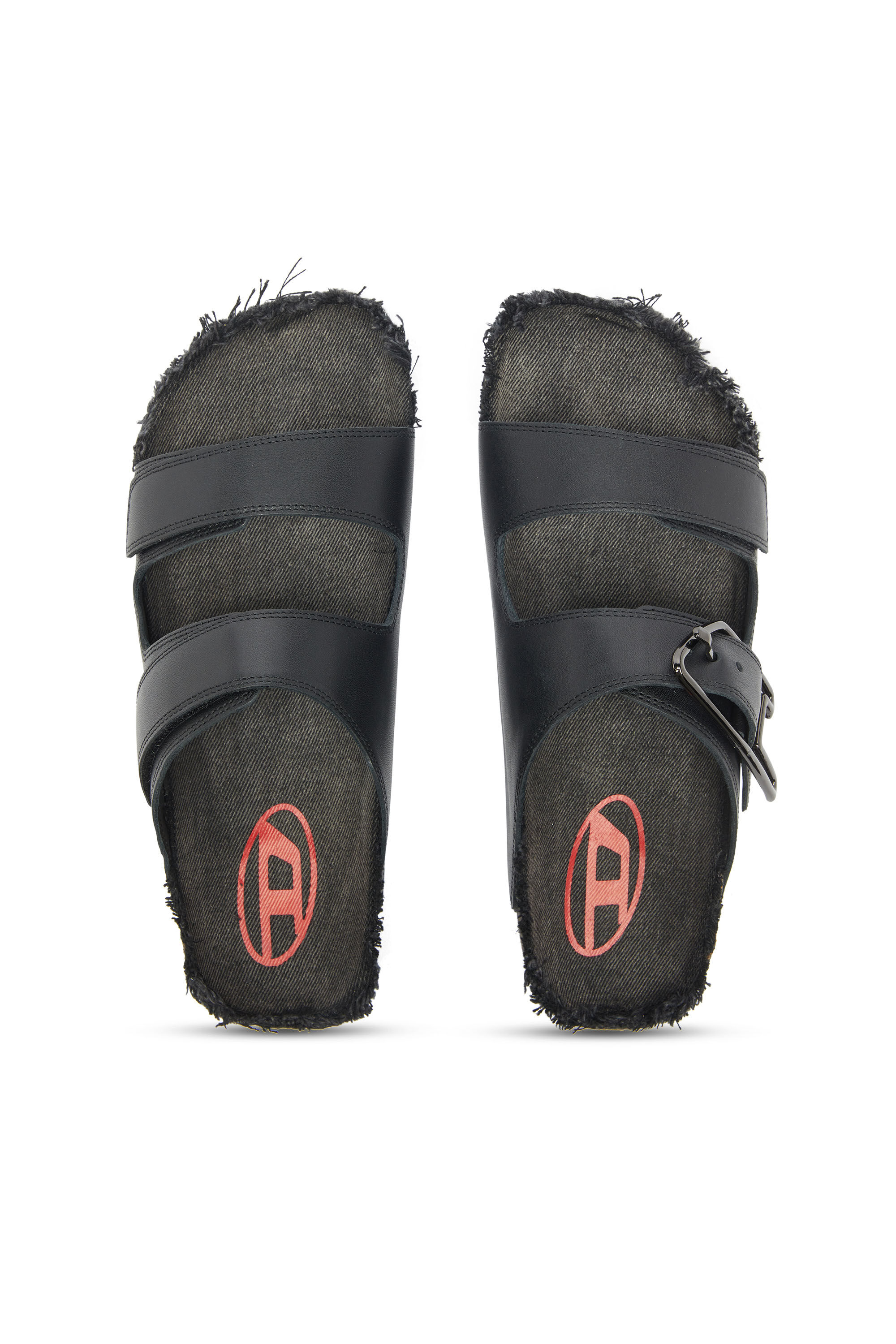 Diesel - D-WOODSTOCK D SANDAL, Man's D-Woodstock - Leather slide with cork footbed in Black - 4