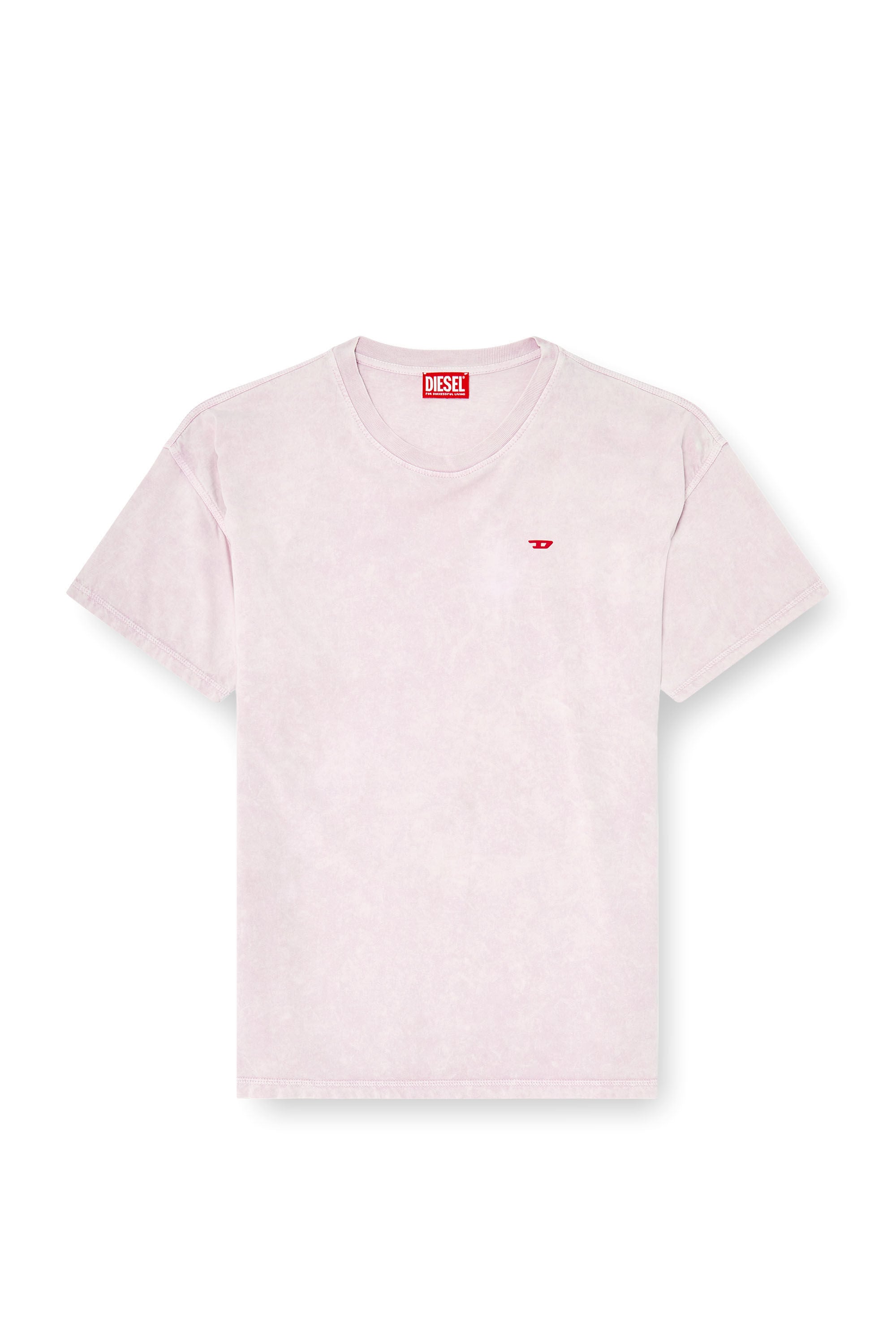 Men's Cotton T-shirt with treated effect | Pink | Diesel US