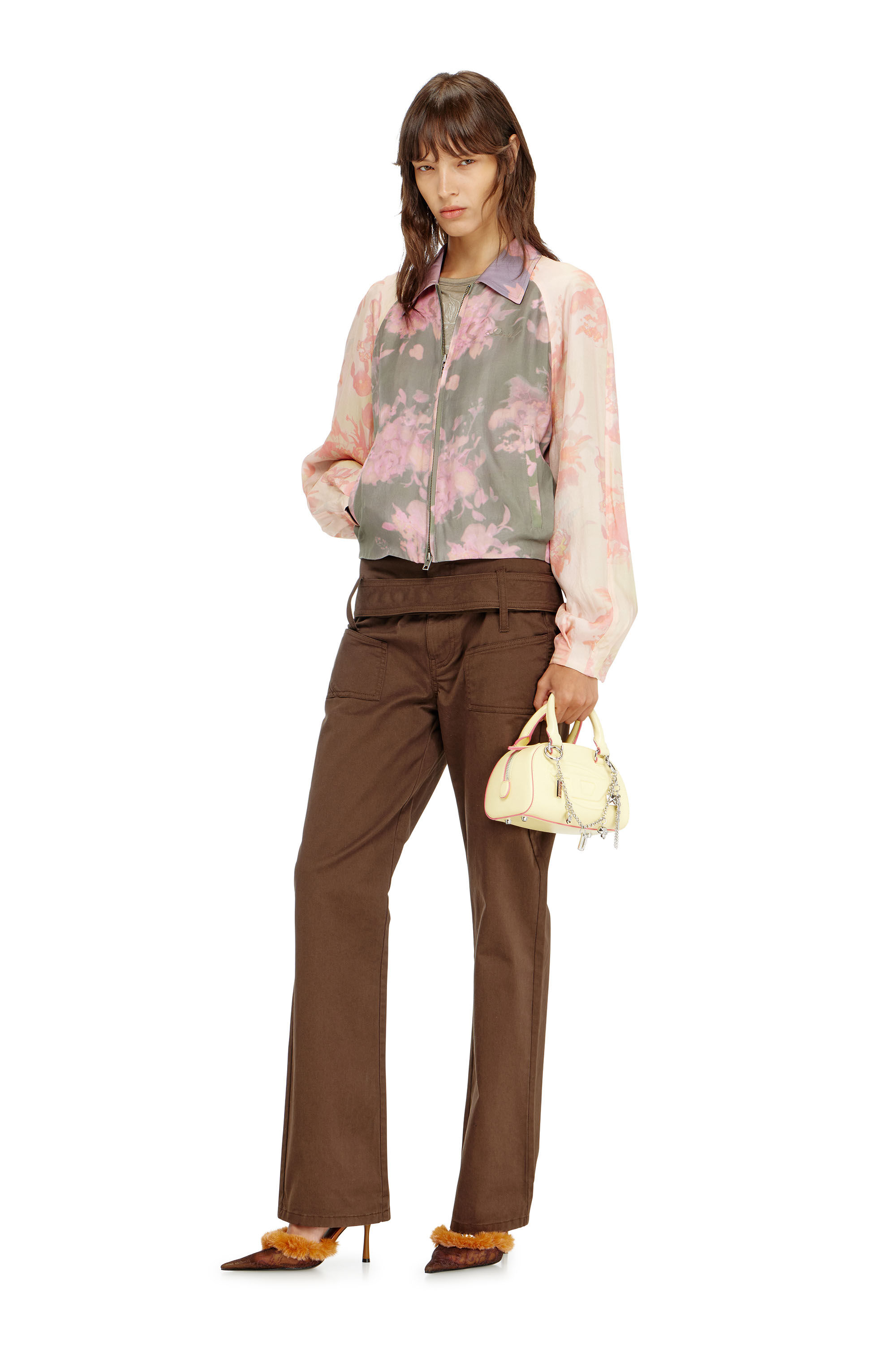 Women's Floral bomber jacket in crinkled acetate | Multicolor