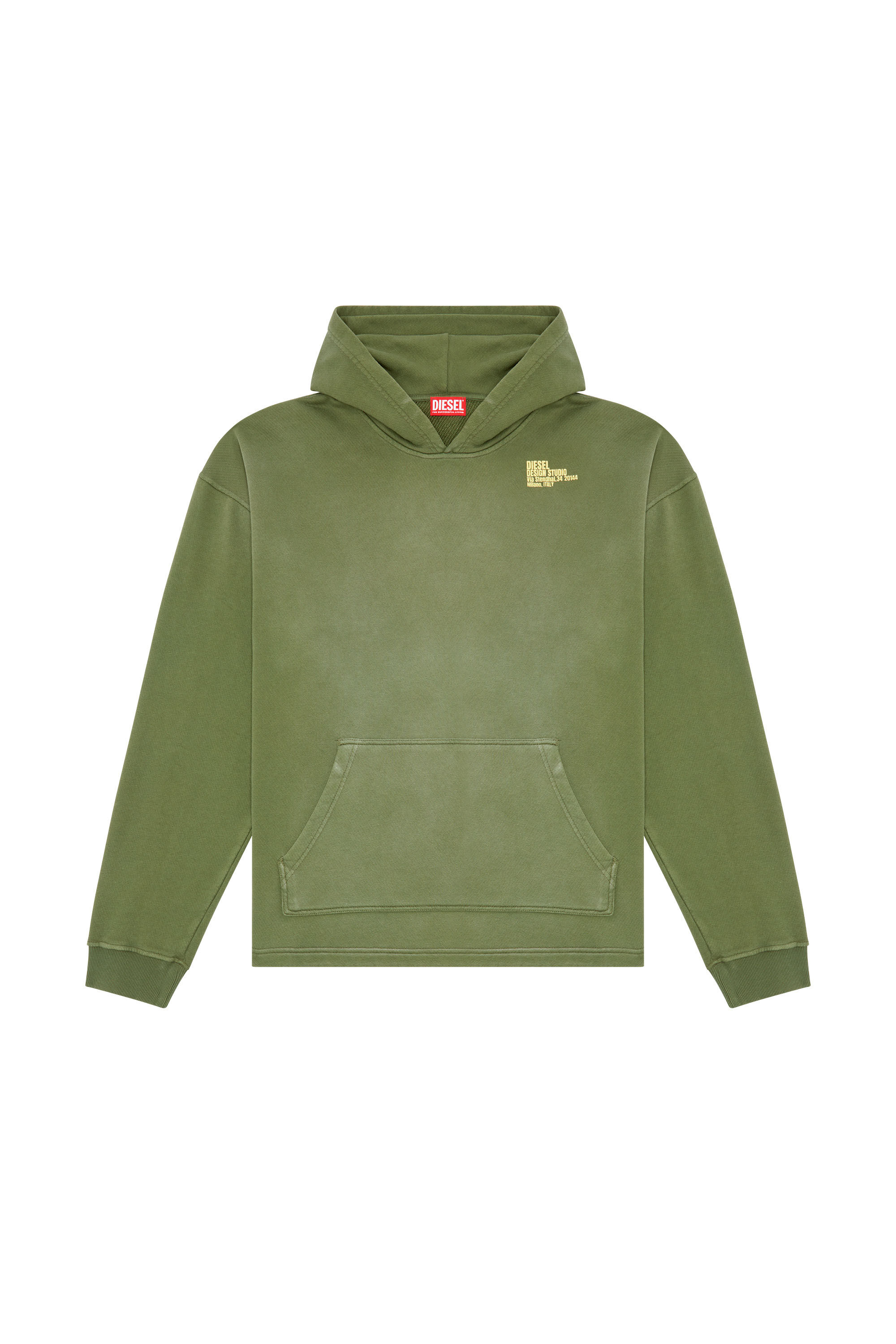 Diesel - S-BUNT-HOOD, Man's Hoodie with Diesel Design Studio print in Olive Green - 2