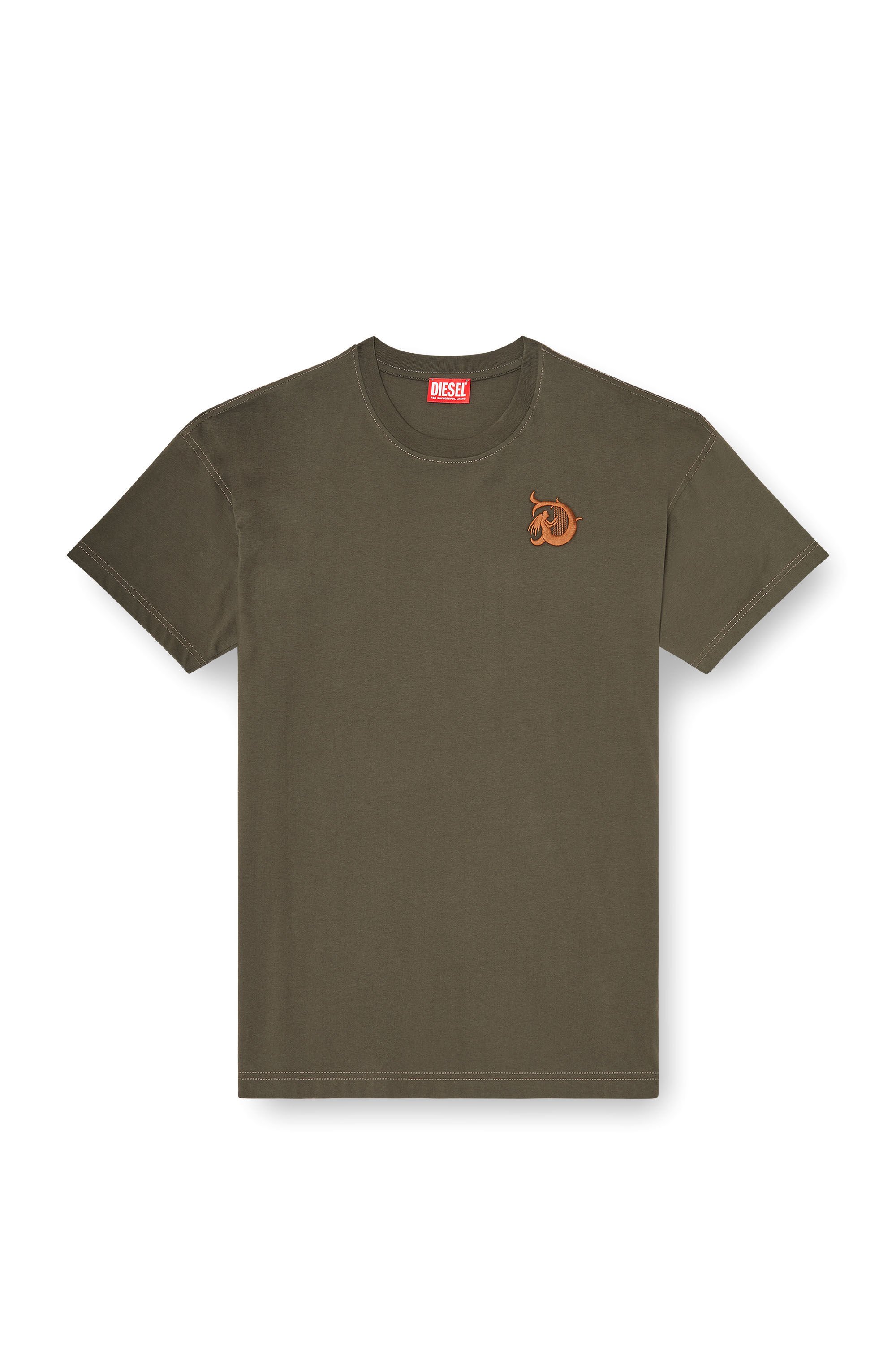 Men's Jersey T-shirt with flocked print | Green | Diesel US
