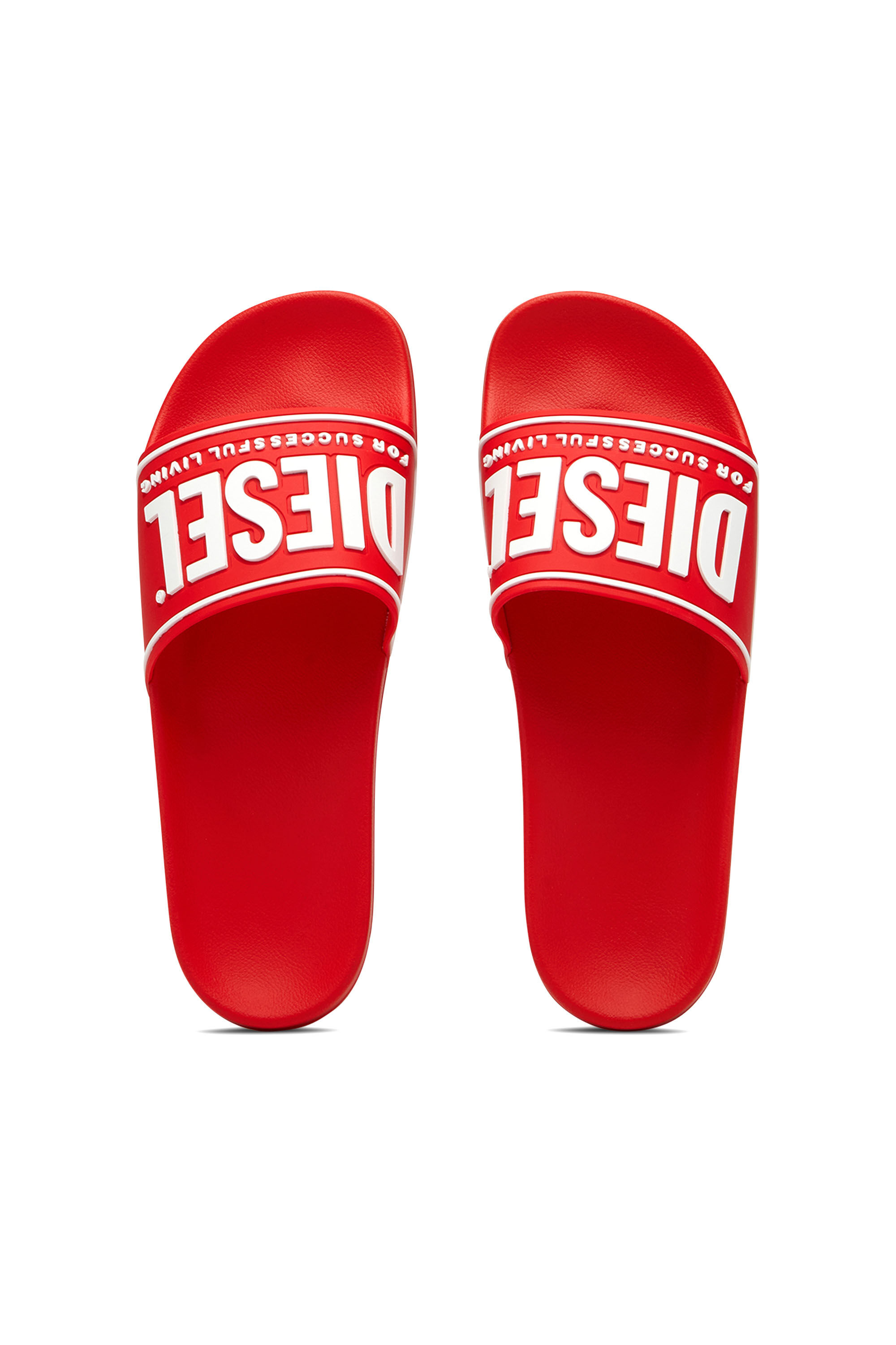 Diesel - SA-MAYEMI CC, Male's Sa-Mayemi-Pool slides with 3D logo in Red - 4