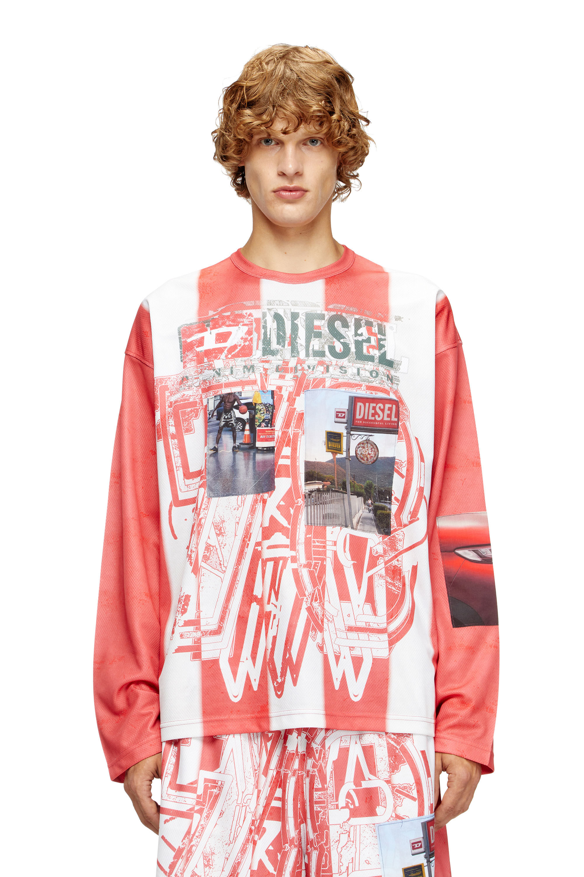 Diesel - T-RUBY, T-shirt à manches longues rayé avec empiècements photo Homme in Polychrome - 3
