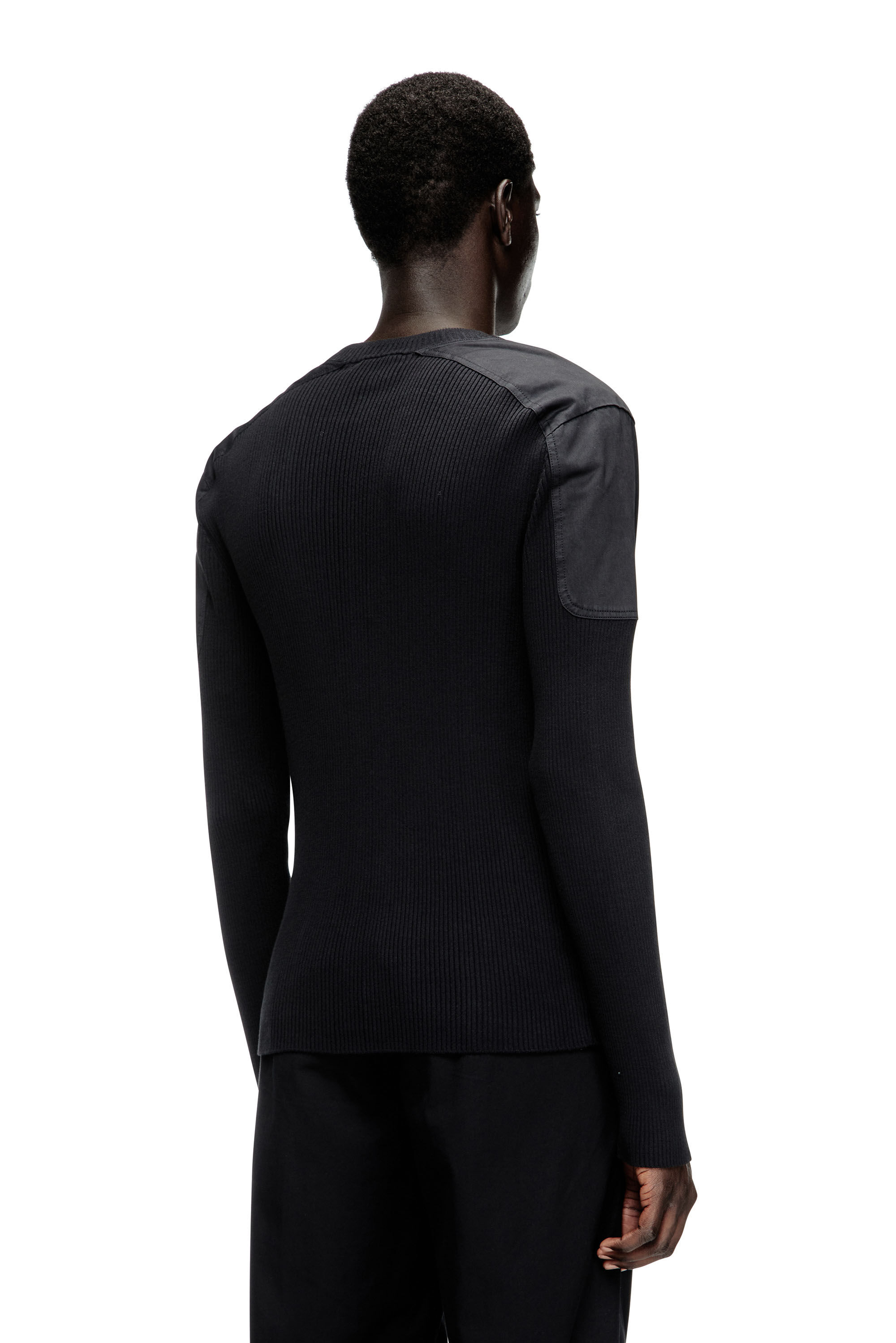 Men's Ribbed jumper with shoulder panels | Black | Diesel
