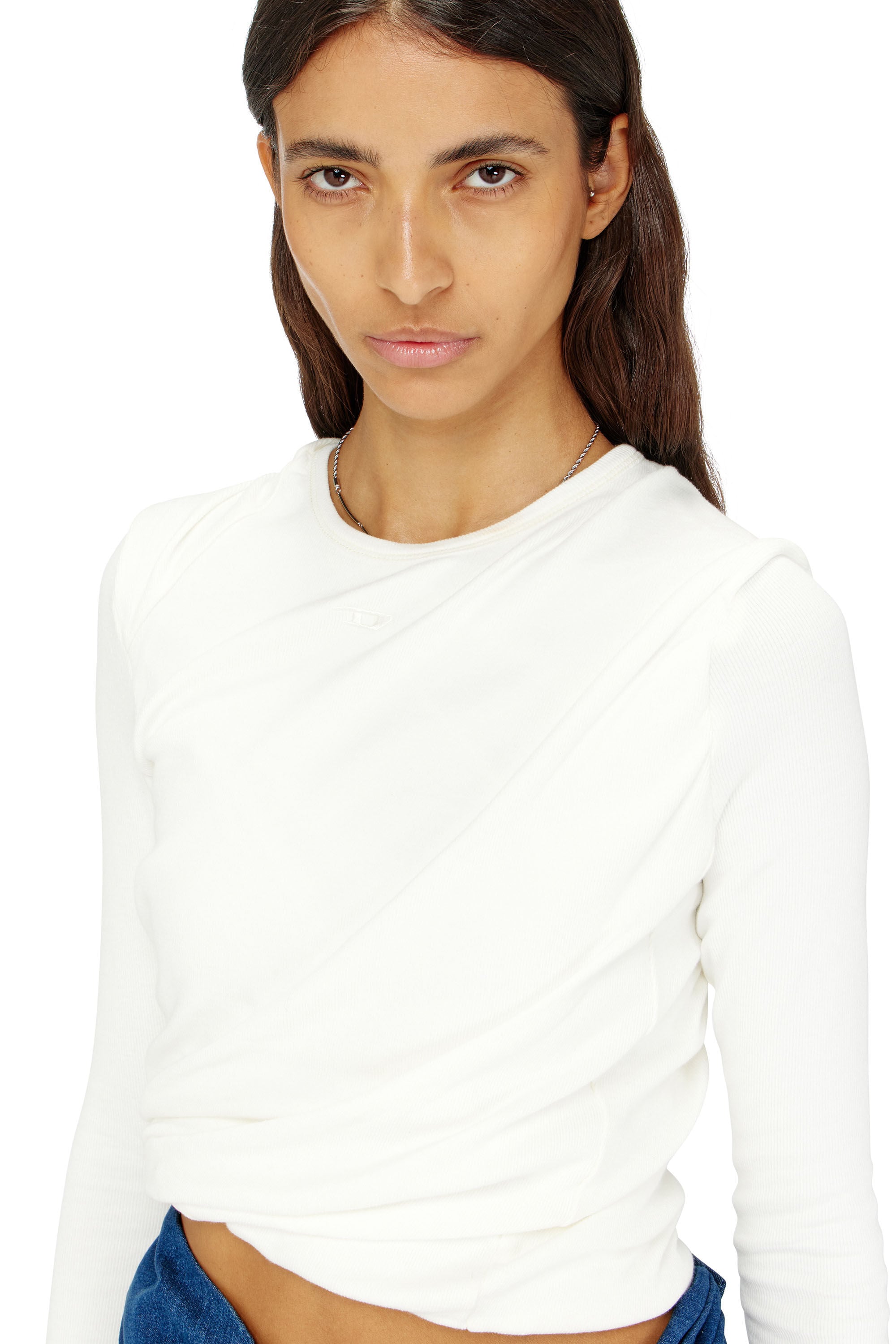 Diesel - T-ASAY-PL, T-shirt &agrave; manches longues effet pliss&eacute; en jersey double &eacute;paisseur Femme in ToBeDefined - 3