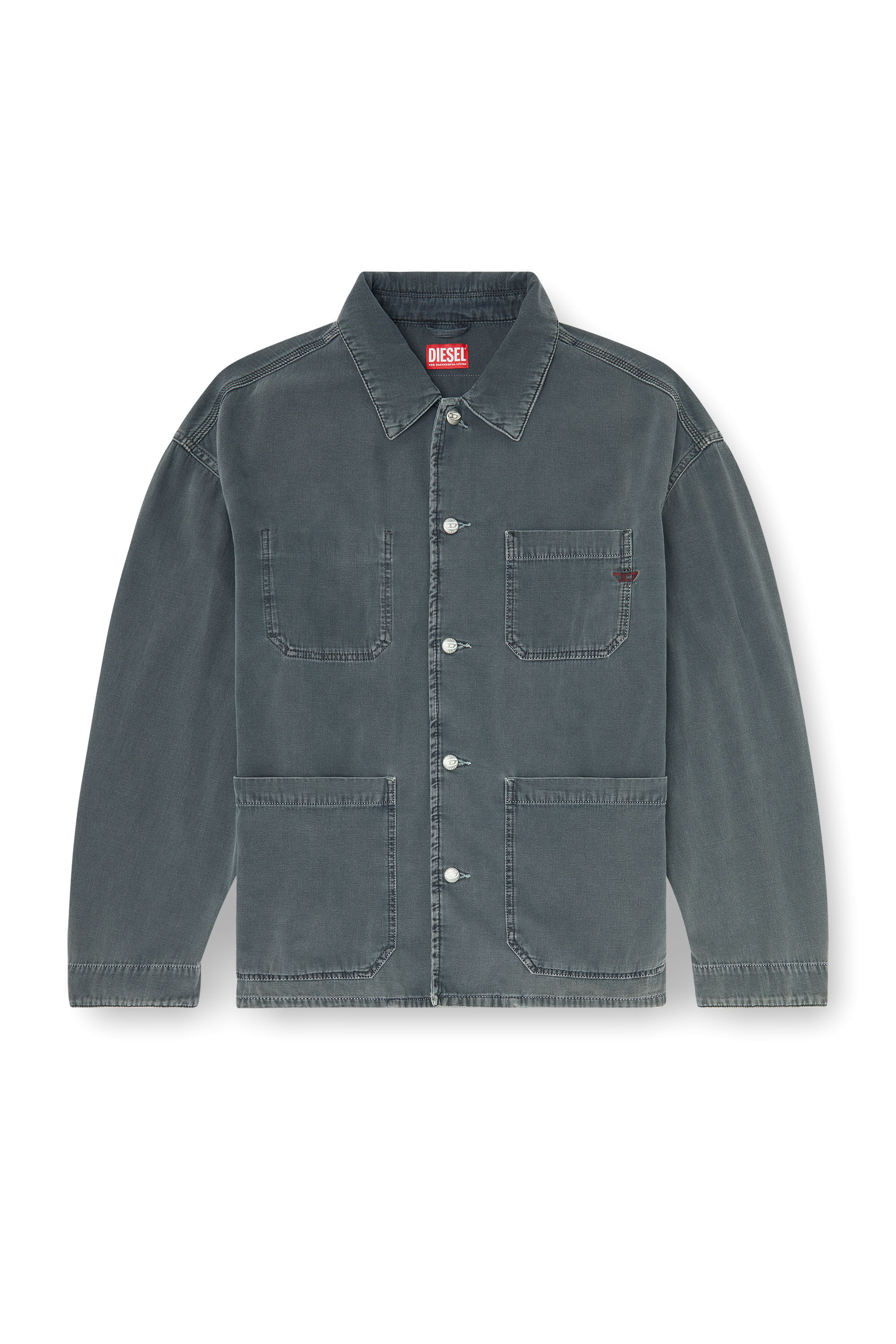 Diesel - D-STACK-U, Chaqueta estilo utility de denim te&ntilde;ido Unisex in Gris - 2