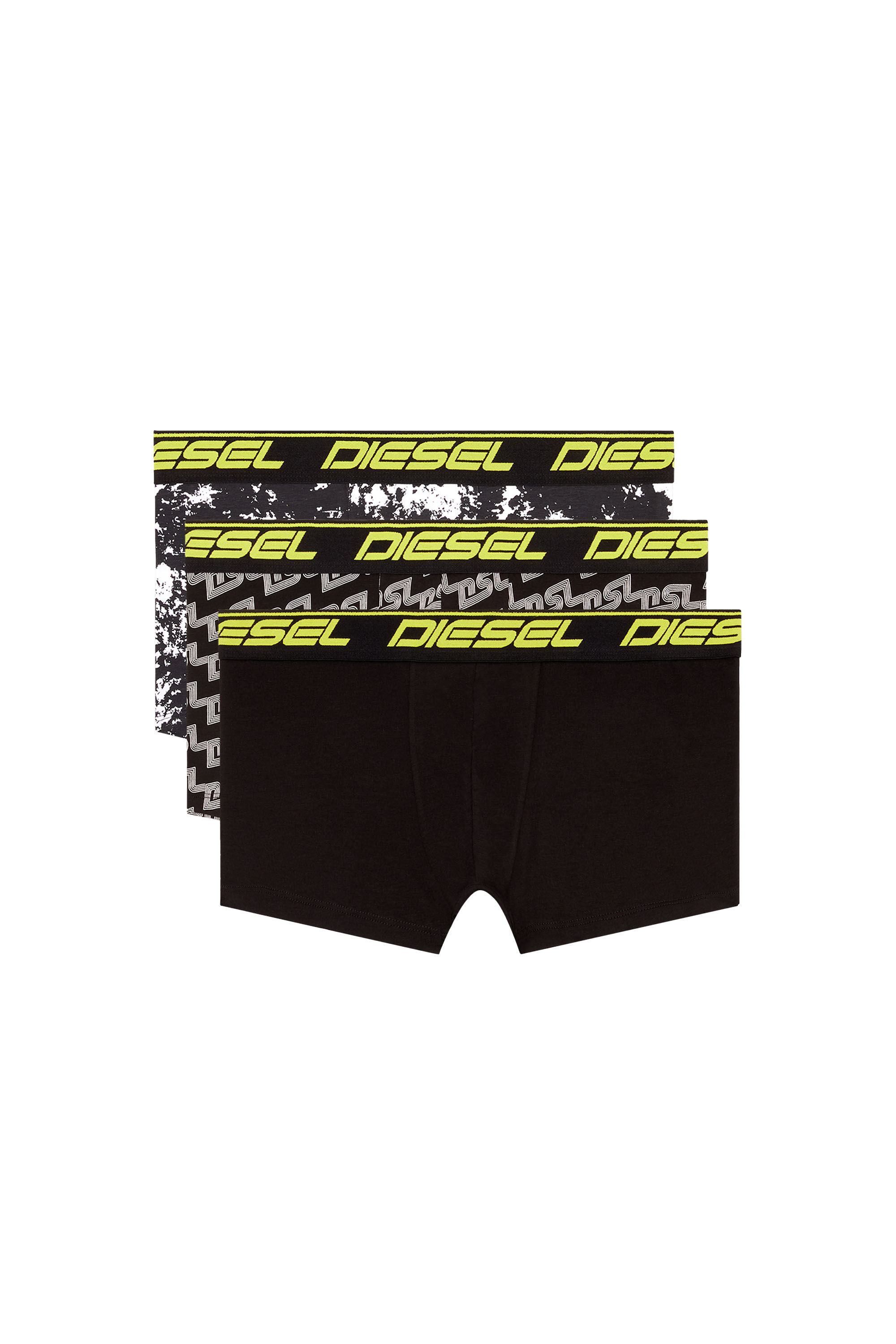 Diesel - UMBX-DAMIENTHREEPACK, Male's Three-pack cloudy-print boxer briefs in Black/Yellow - 4