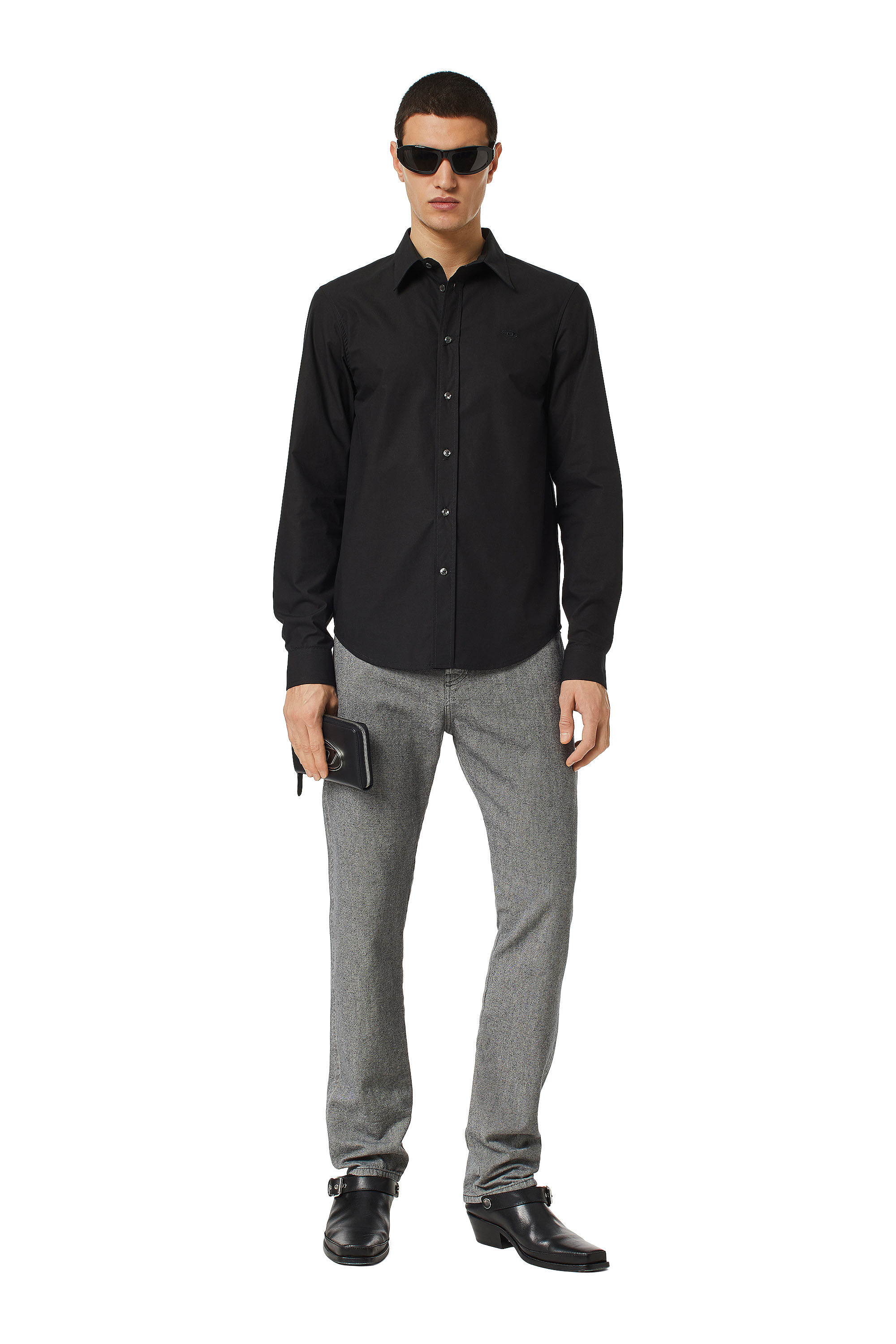 DIESEL ブラック トップス　Mサイズ Men's Shirt in technical cotton | Diesel S-BEN-CL