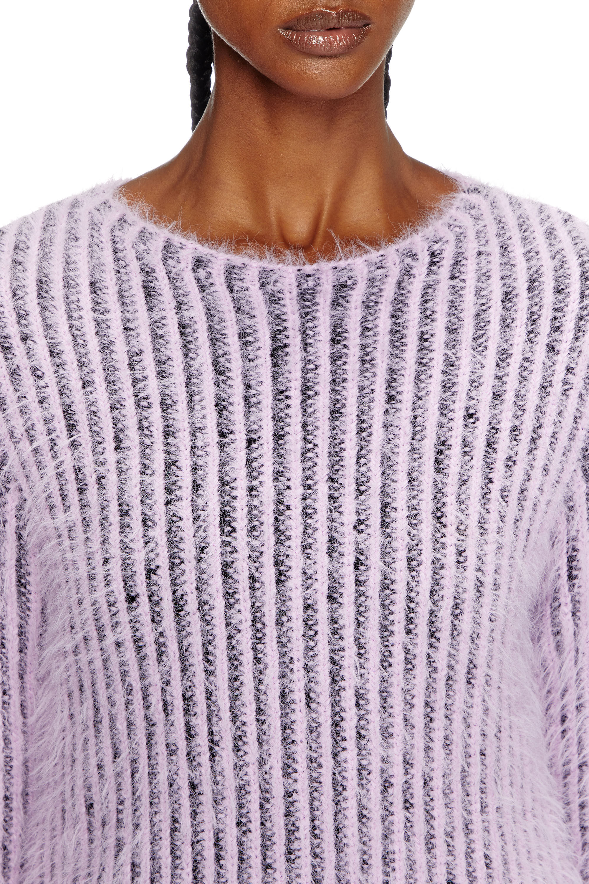 Women's Fuzzy striped wool-blend jumper | Violet | Diesel