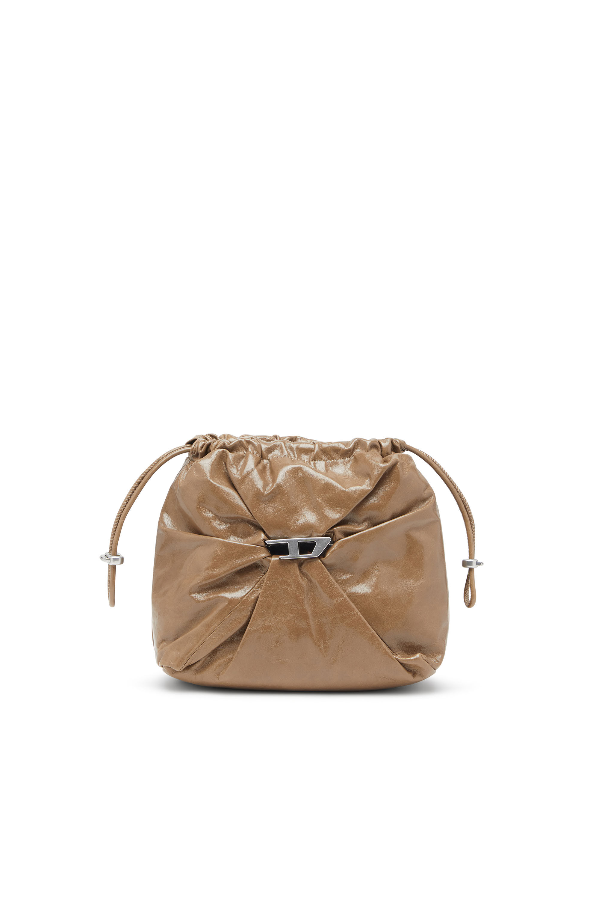 Diesel - SCRUNCH-D BUCKET, Female's Scrunch-D-Bucket bag in shiny wrinkled leather in Light Brown - 6