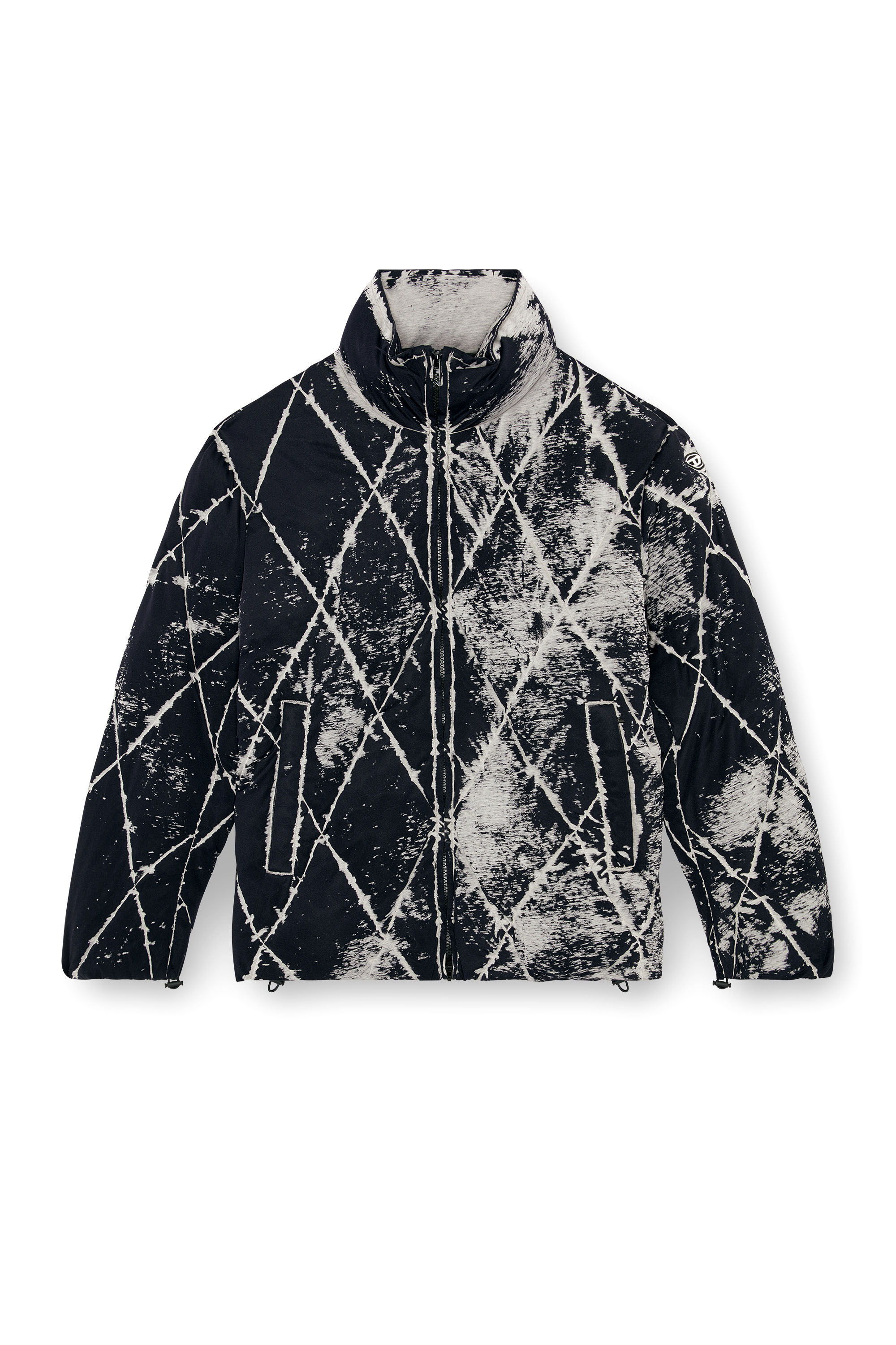 Diesel - W-MARCEL, Male's Puffer jacket in burn-out jersey in Black - 2