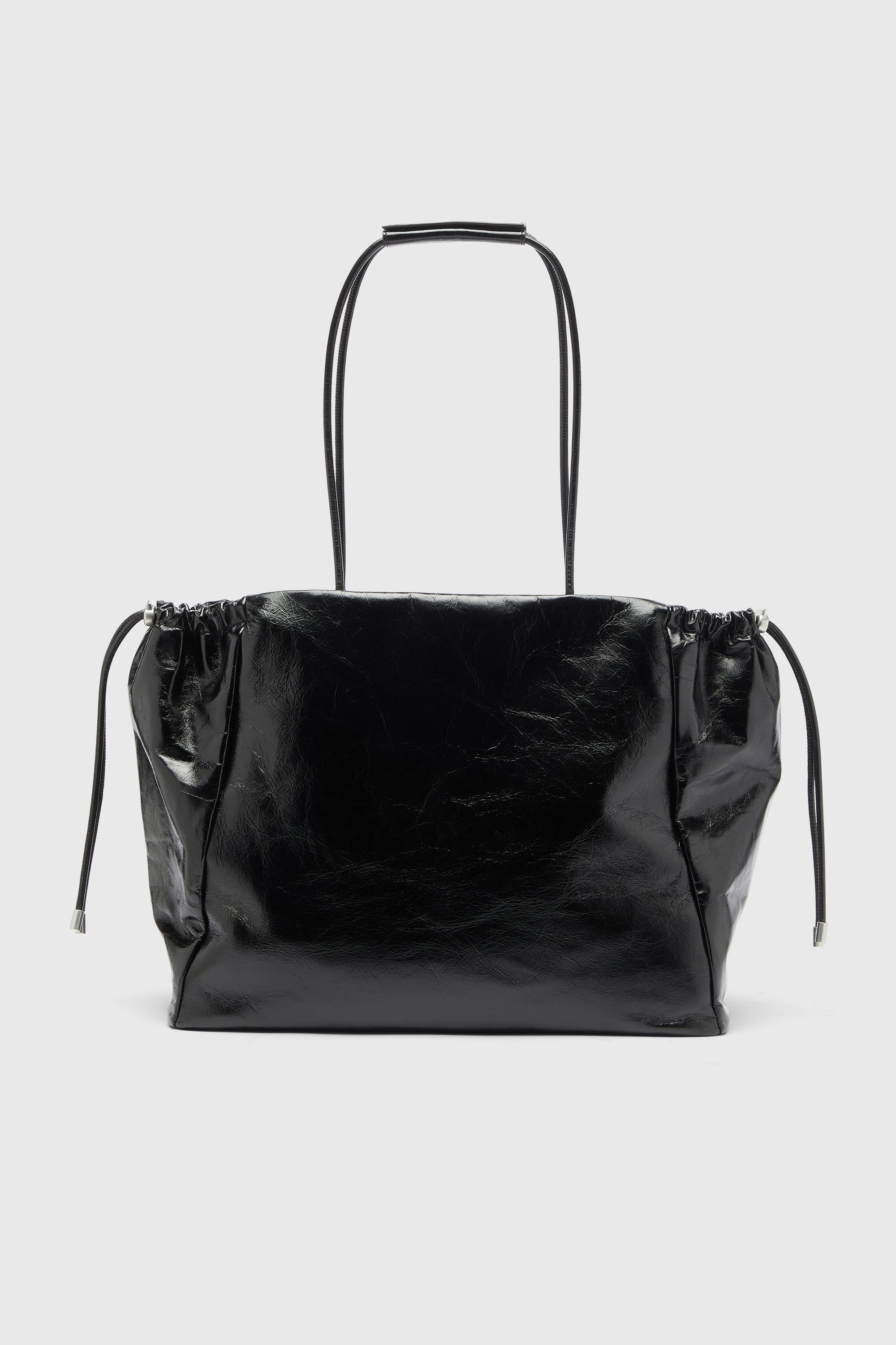 Diesel - SCRUNCH-D TOTE E/W, Scrunch-D - Bolso tote de piel brillante arrugada Mujer in Negro - 3