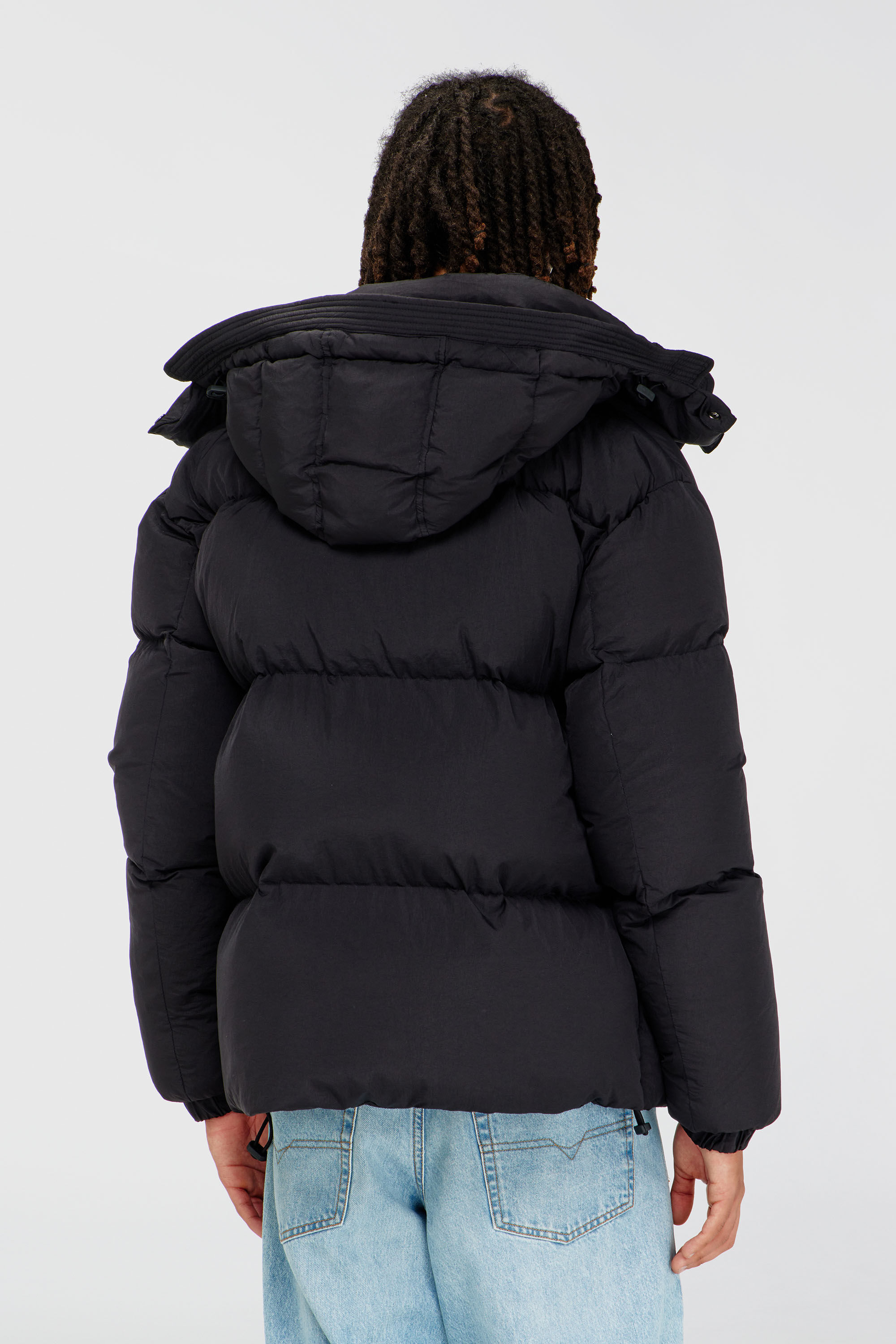 Diesel - W-ROLFYS, Man's Down jacket in recycled nylon taslan in Black - 4