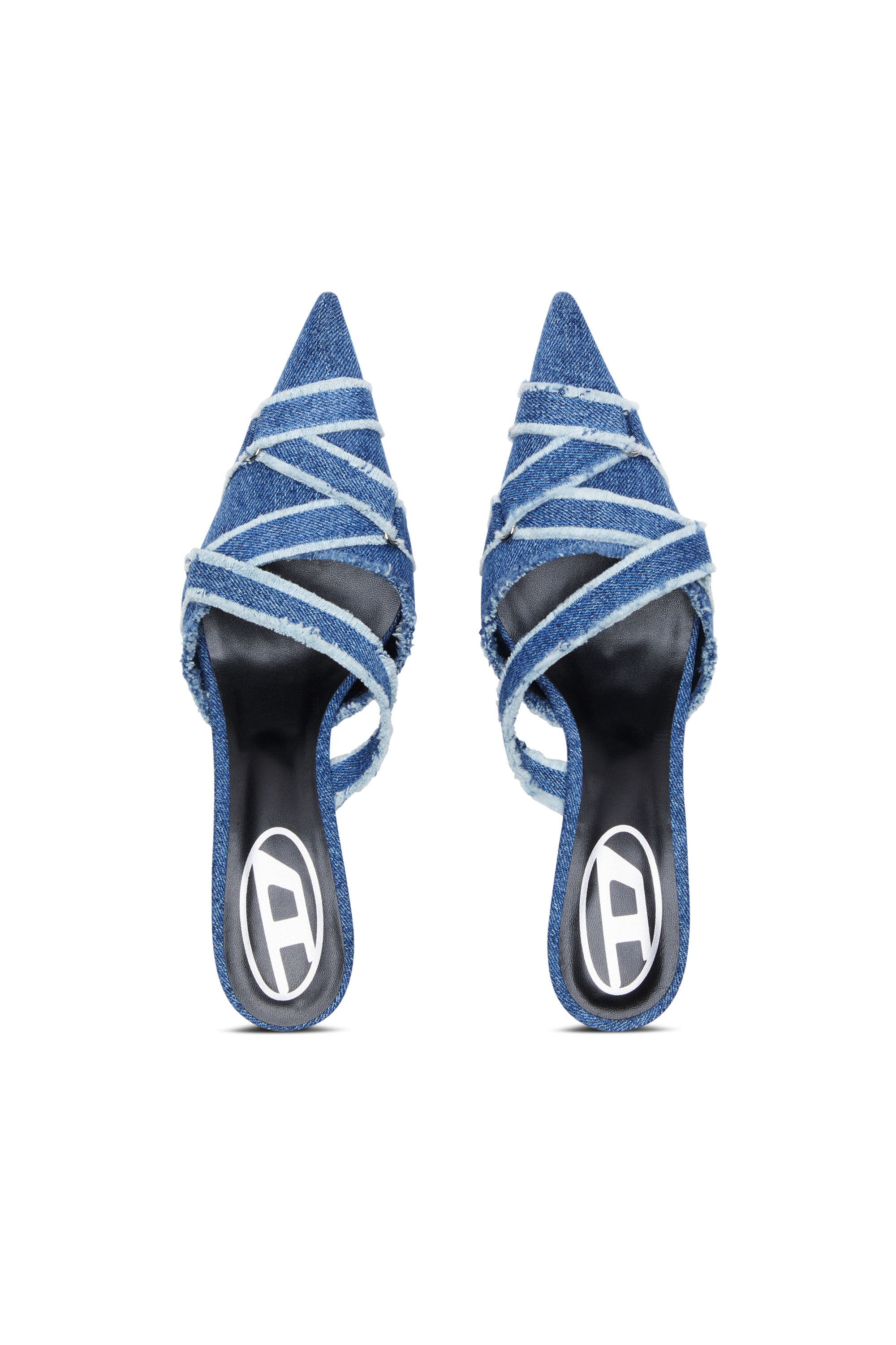 D-KITTIE ML Woman: Denim mules with criss-cross toe | Diesel