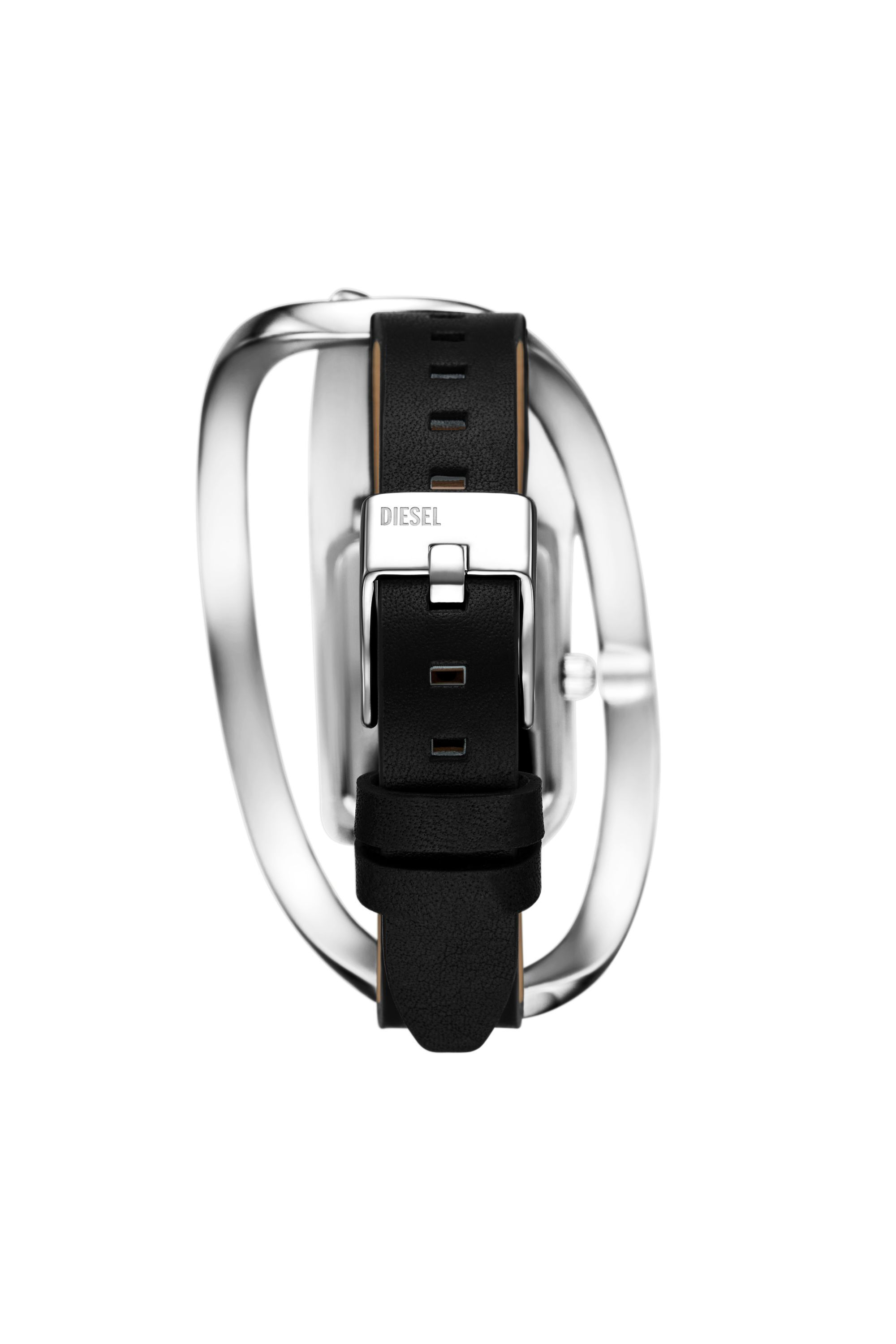 Women's Wrap-D black leather watch | Silver | Diesel