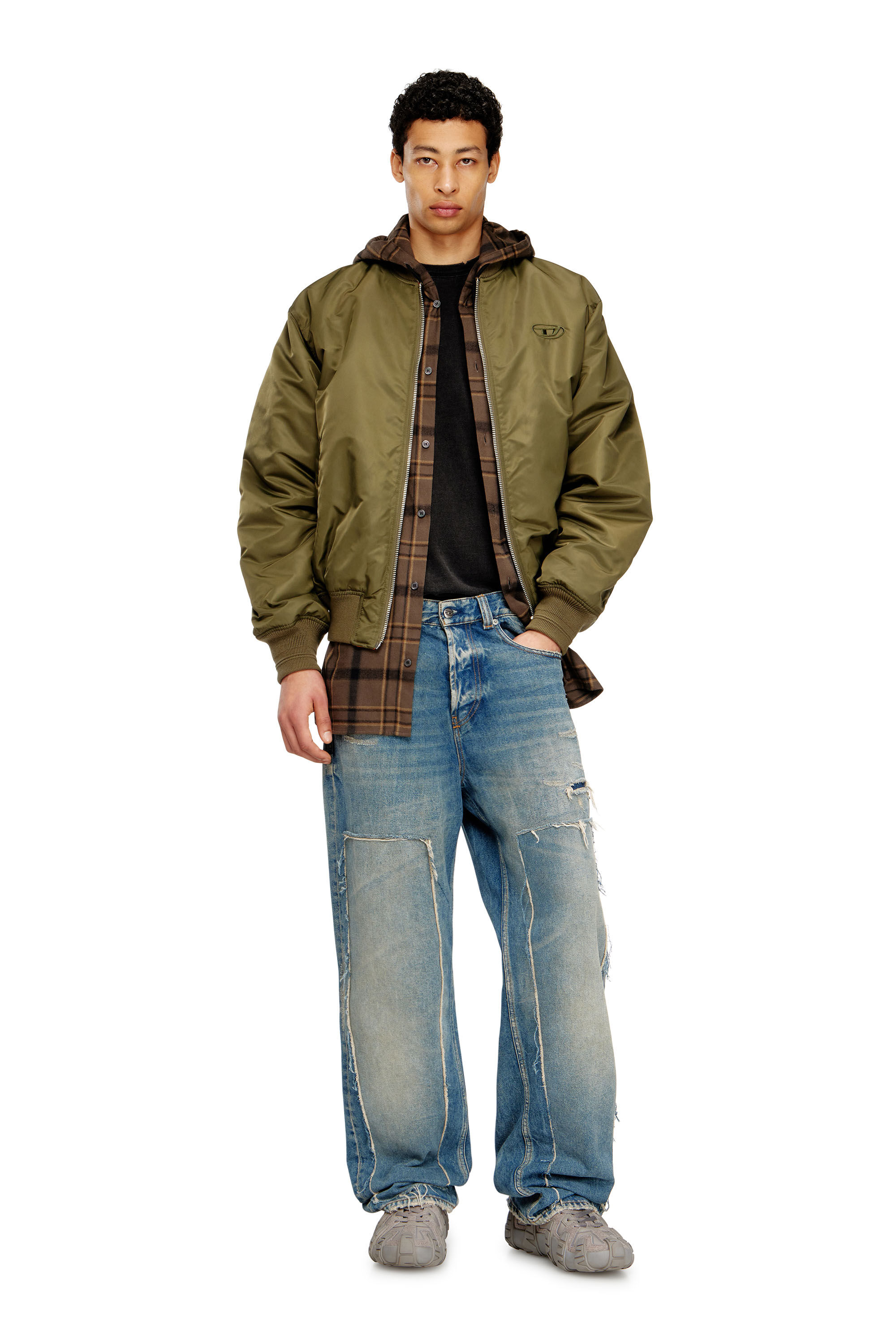 Men's Padded bomber jacket with Oval D embroidery | Multicolor