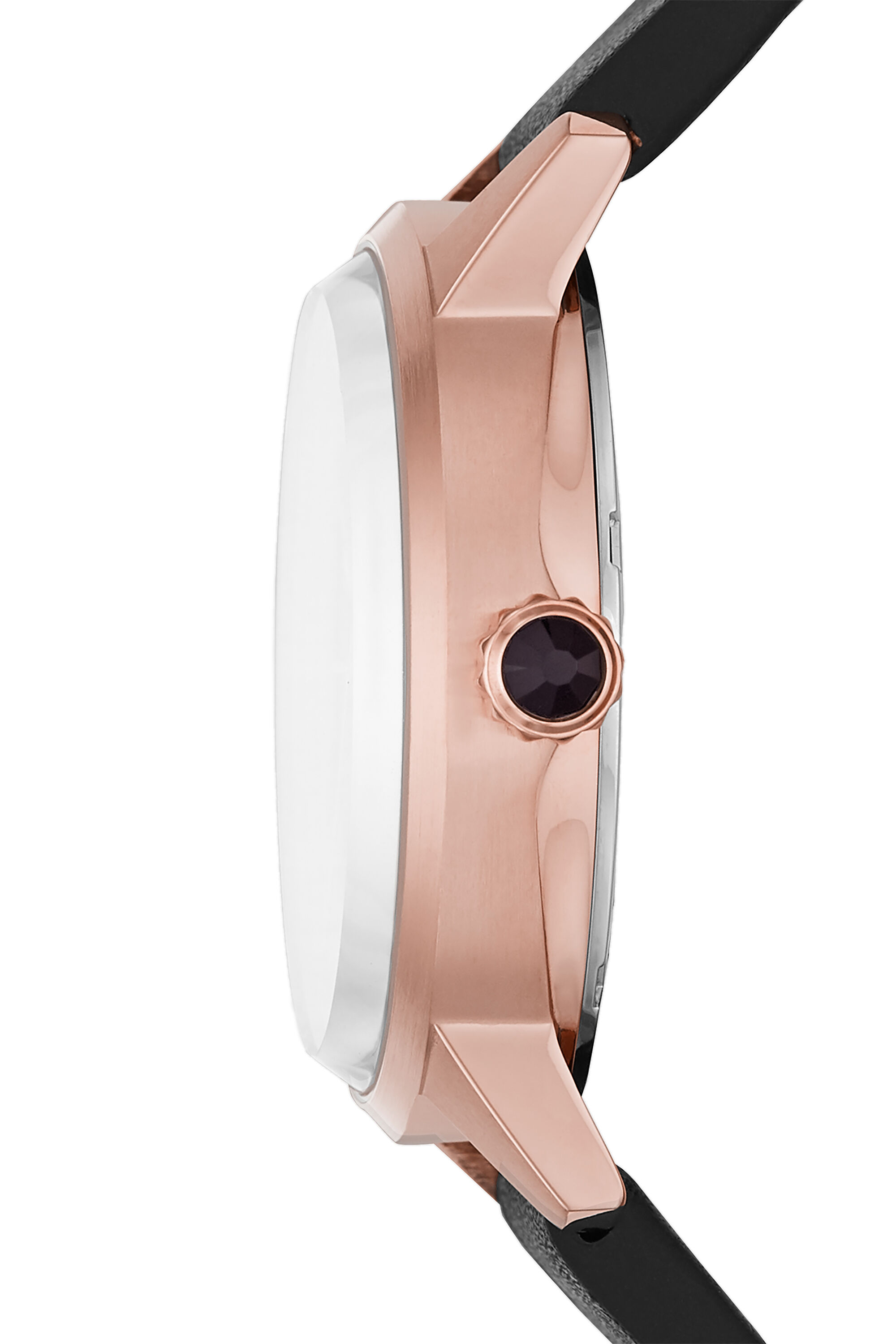 Diesel - DZ5595, Woman's Castilla three-hand black leather watch in Black/Pink - 3