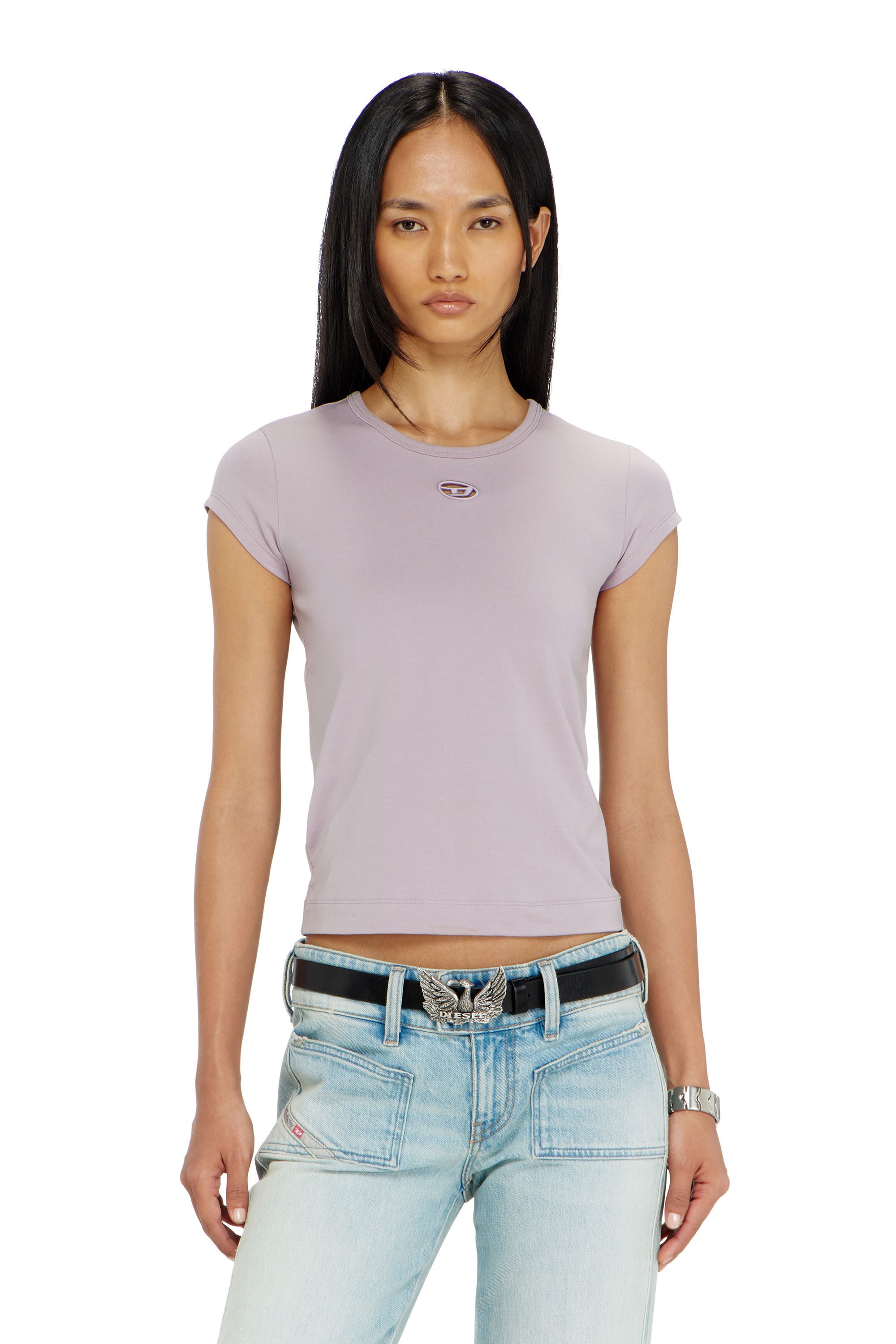 Diesel - T-ANGIE-OD, Female's T-shirt with cut-out embroidered logo in null - 3