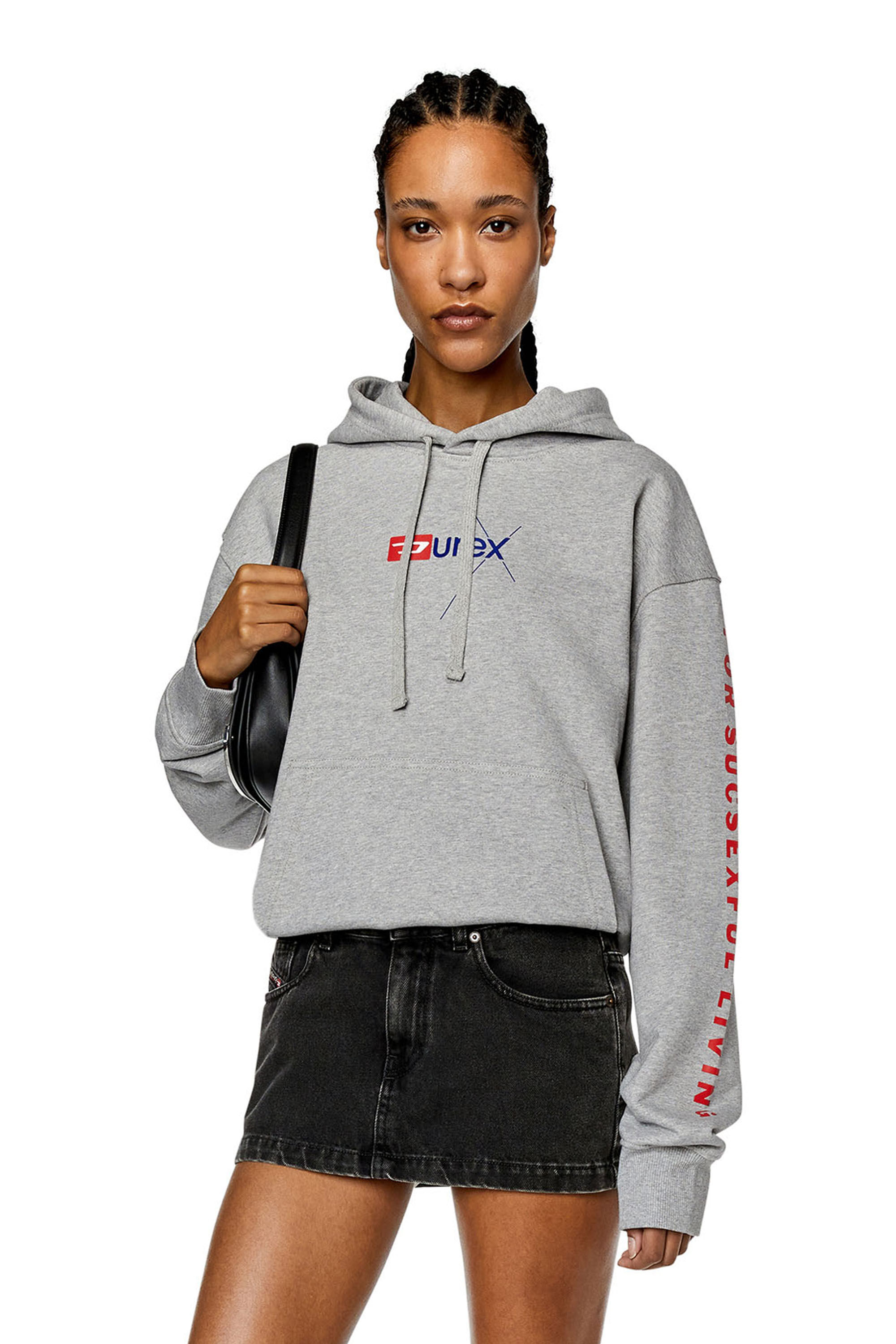 Diesel - DX-S-MACS-HOOD, Male's Mélange hoodie with Durex logo in Light Grey - 6