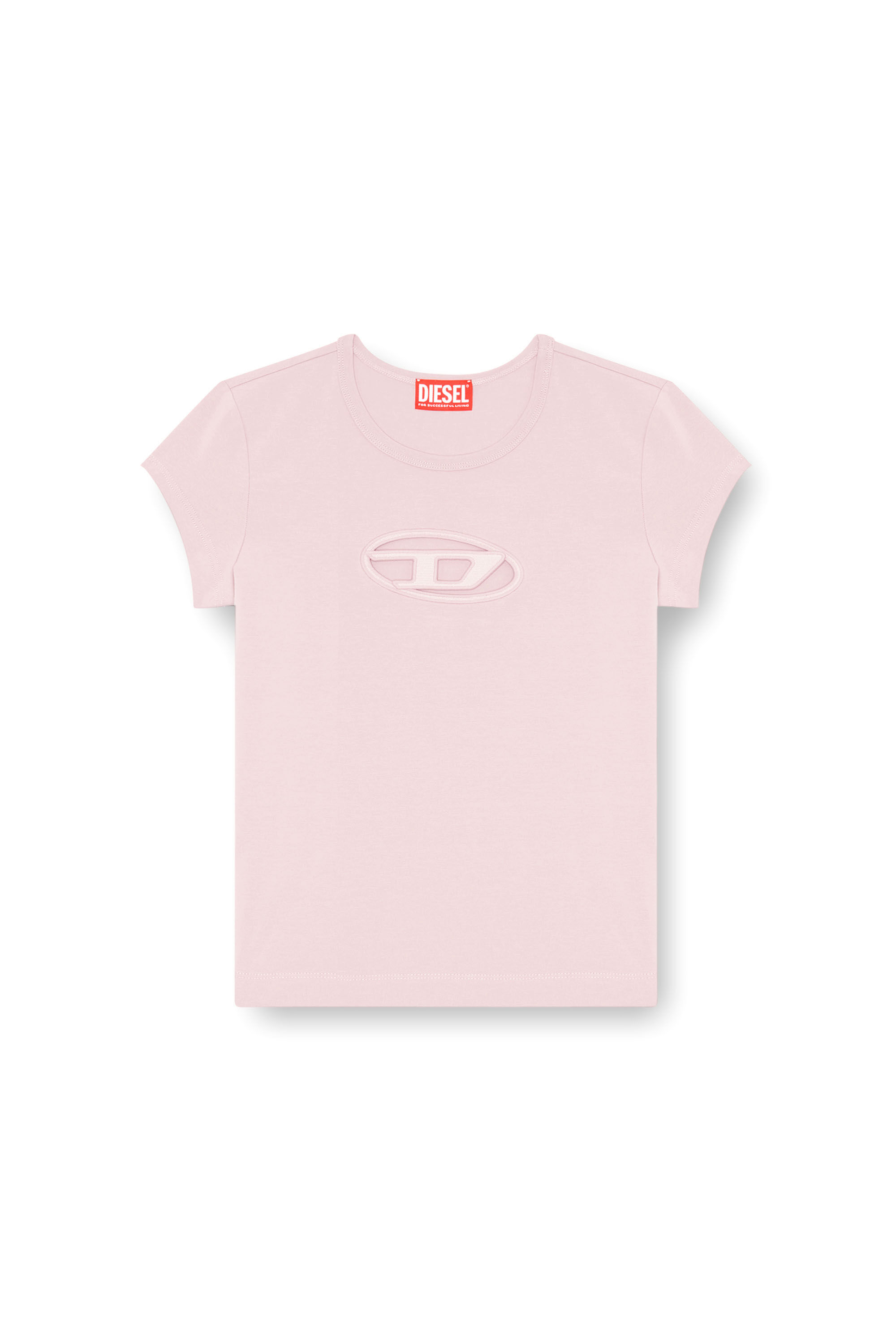 Diesel - T-ANGIE, Female's T-shirt with peekaboo logo in Face Powder - 2