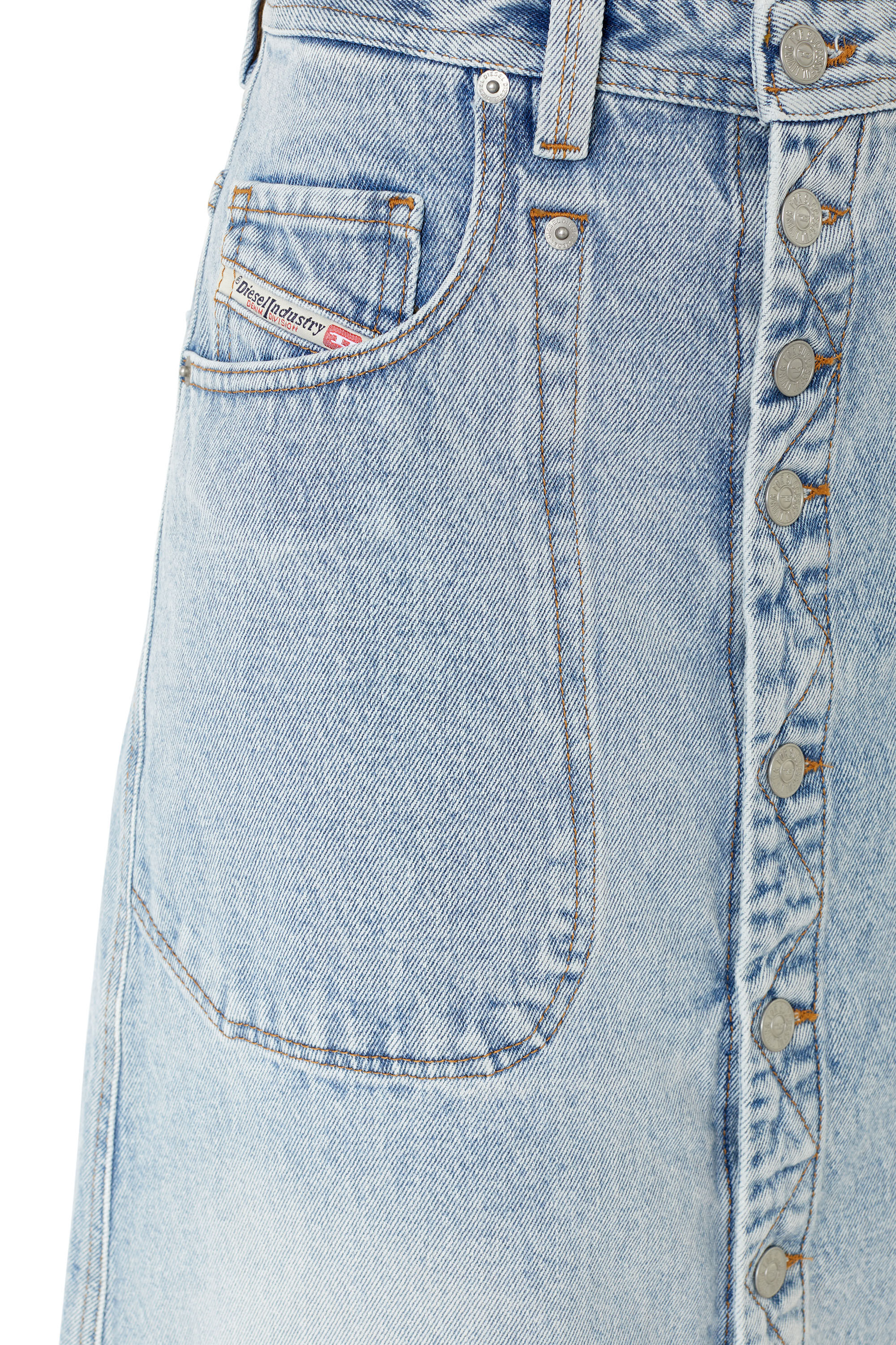 Diesel - DE-ALBUS-L A-LINE LONG SKIRT, Jupe trapèze en denim Femme in Bleu - 6